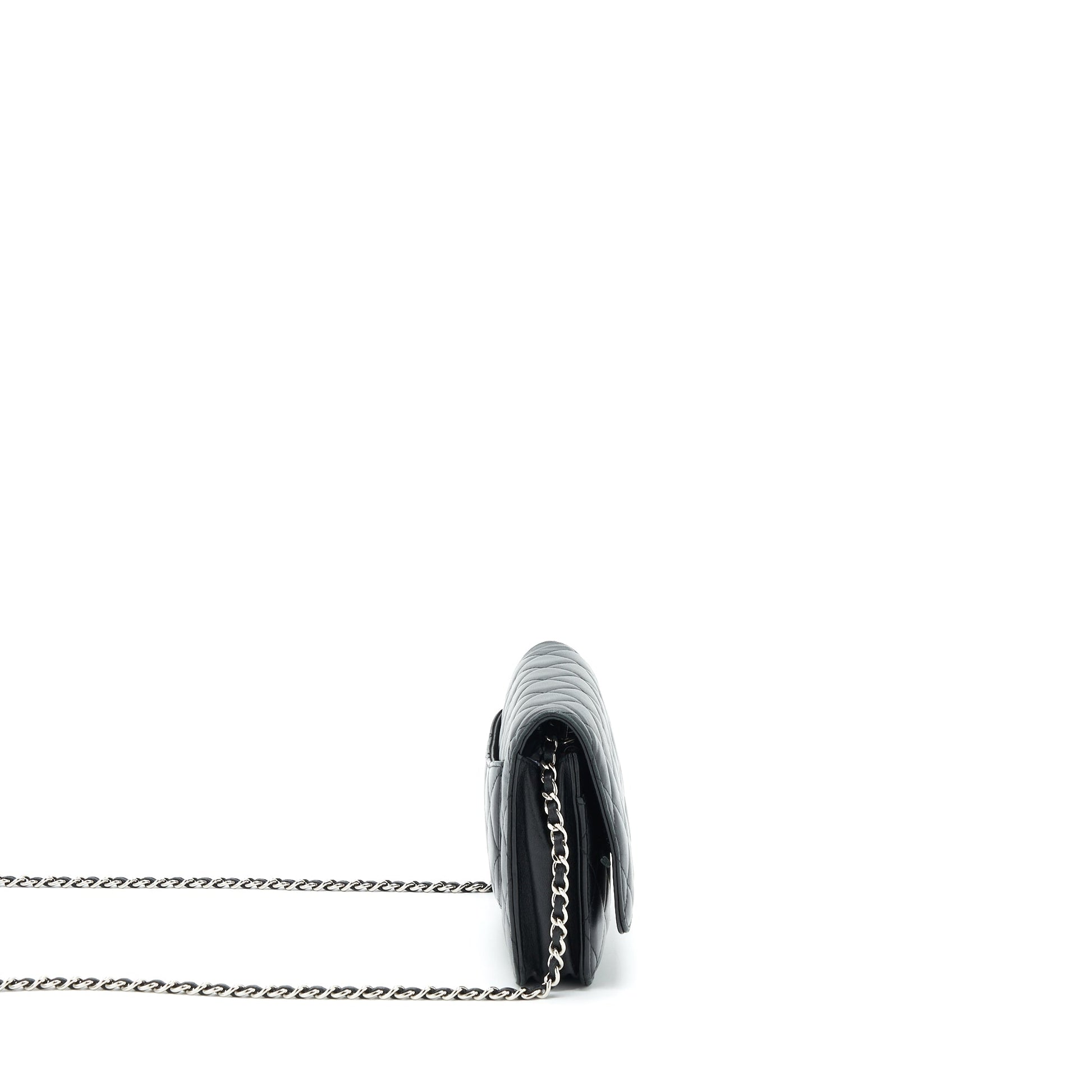 Chanel On Lambskin SHW Black Wallet Case