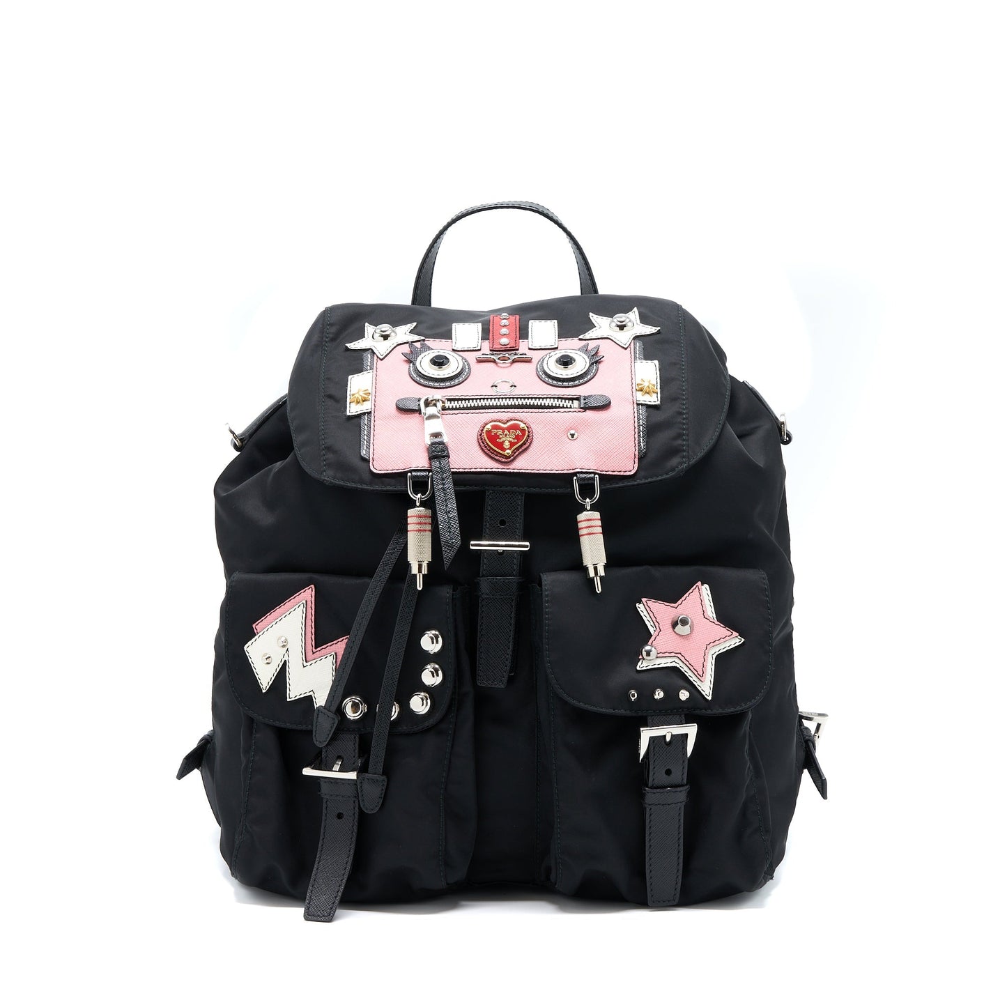 Prada Backpack Multicoloured Handbag Nylon Black
