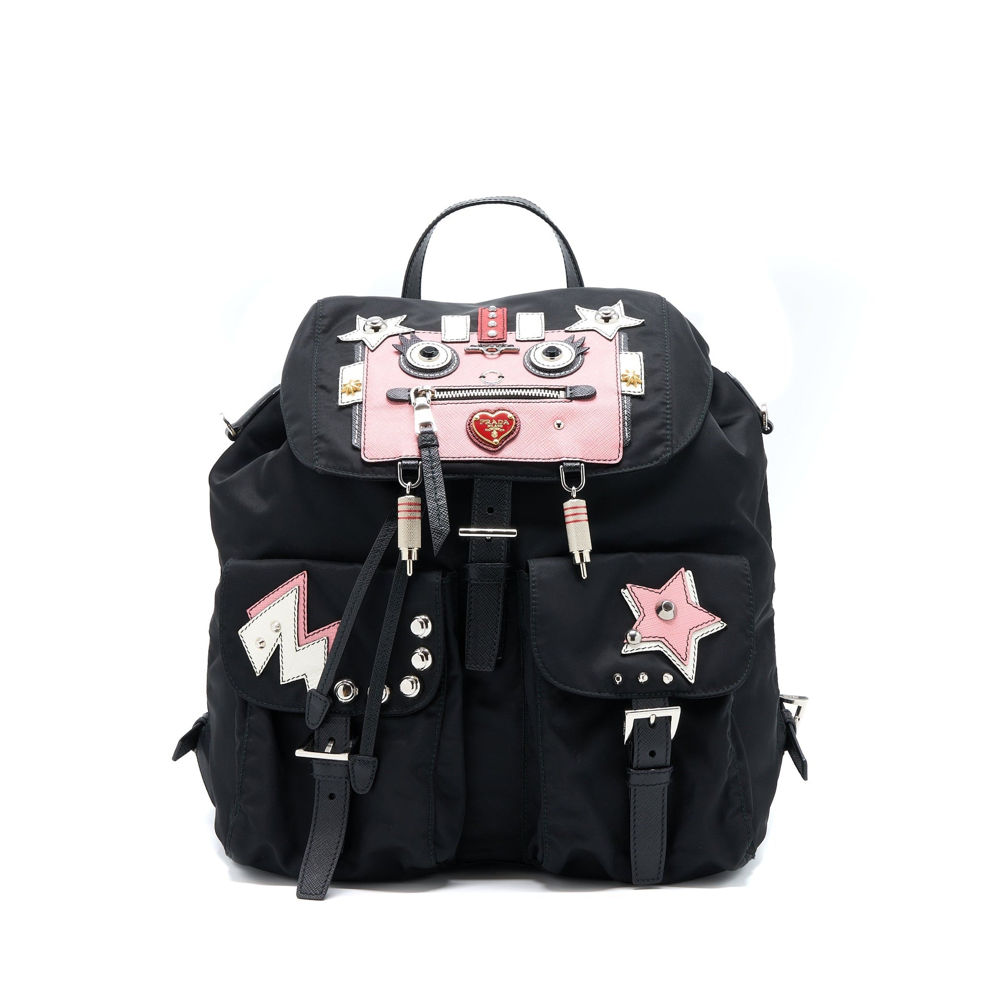 Prada Backpack Multicoloured Handbag Nylon Black