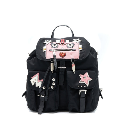 Prada Backpack Multicoloured Handbag Nylon Black
