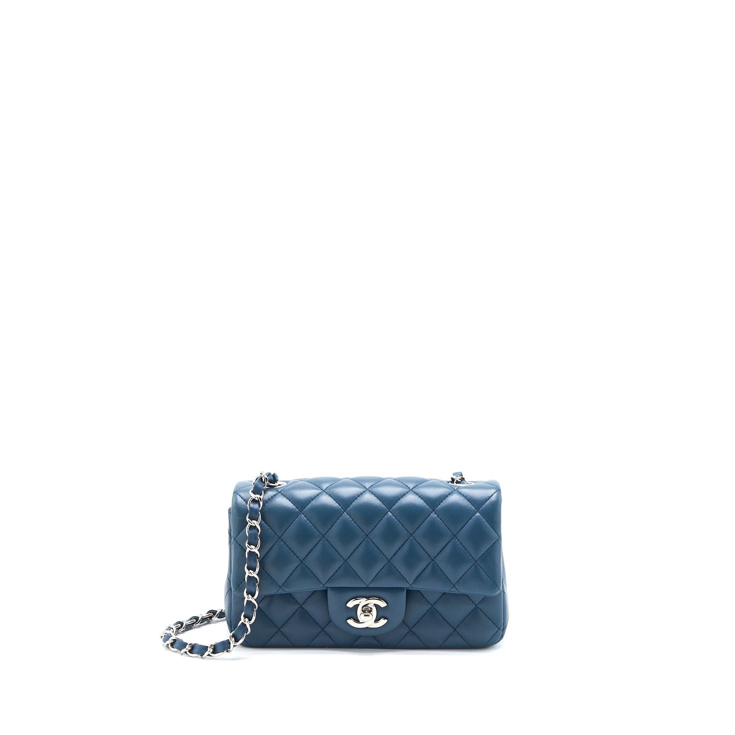 Chanel Rectangular Flap Lambskin SHW Blue Shoulder Bag Shw 1