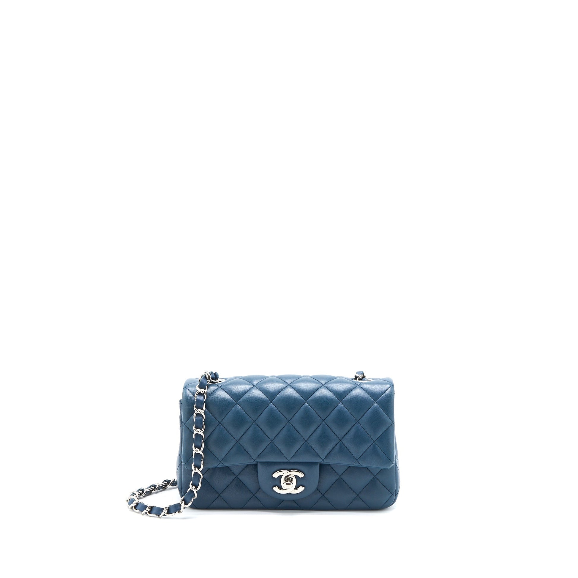 Chanel Rectangular Flap Lambskin SHW Blue Shoulder Bag Shw 1