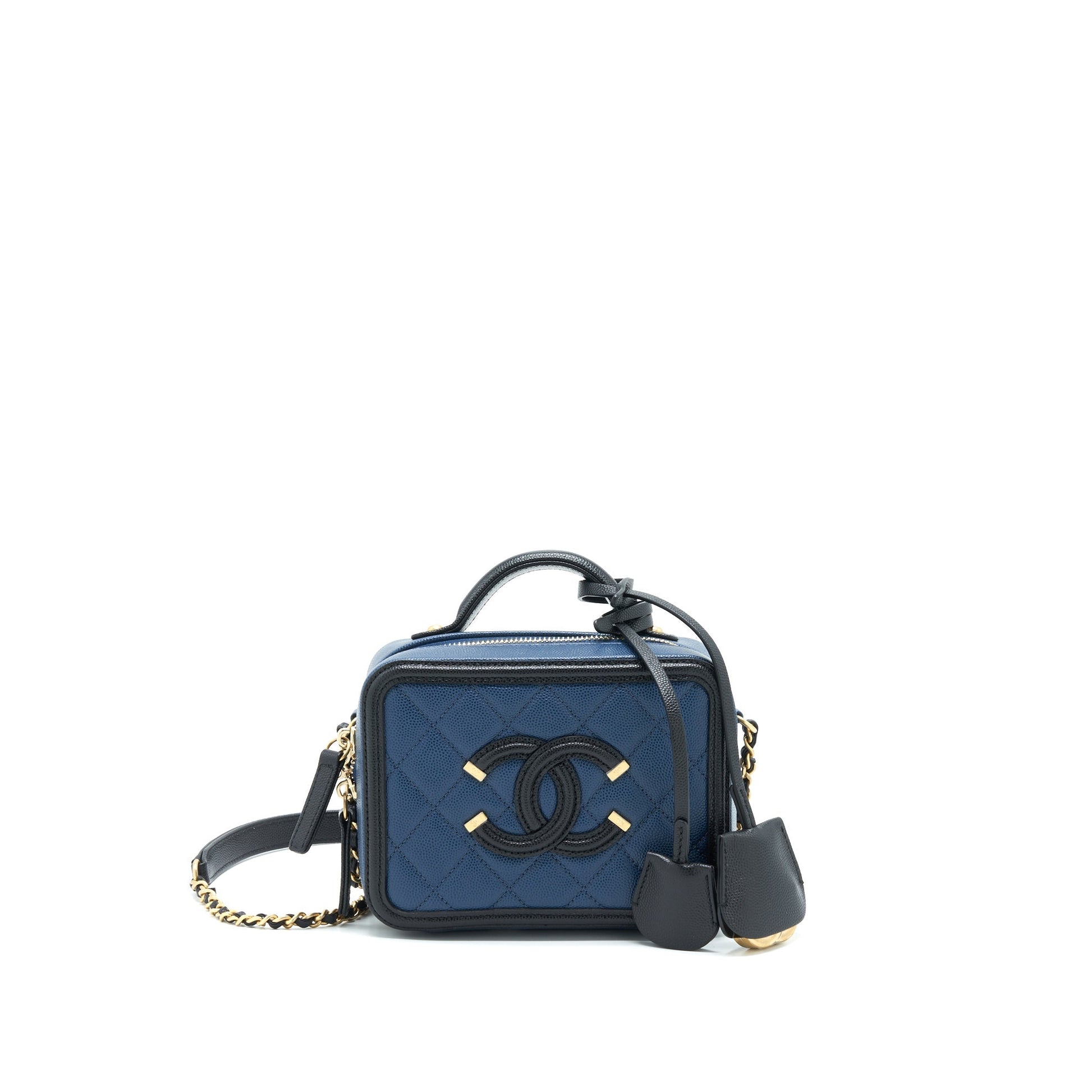 Chanel Filigree Vanity Camera Caiver Navy GHW Black Small Crossbody Bag