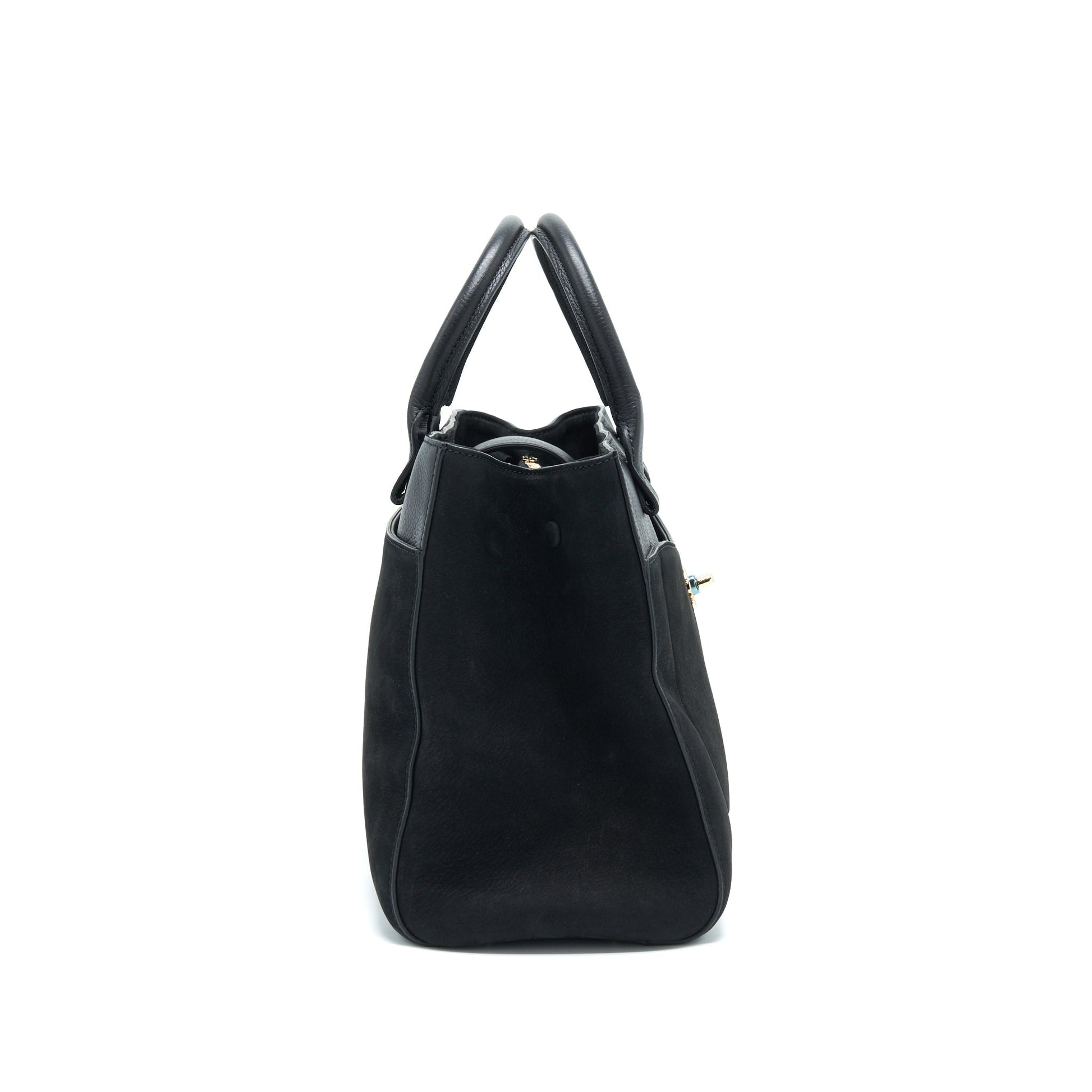 Chanel Suede LGHW Black Leather Tote Bag