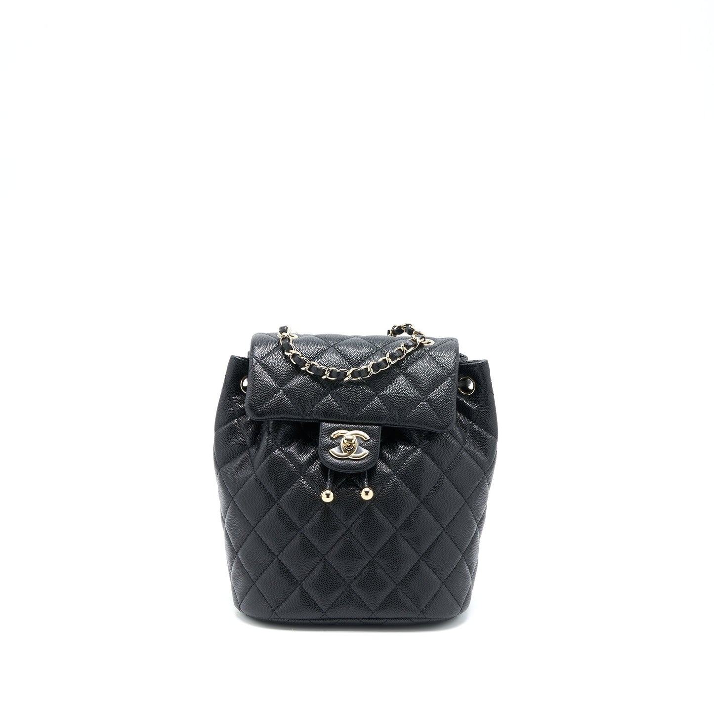 Chanel 23s Flap Backpack Caviar LGHW Microchip Black