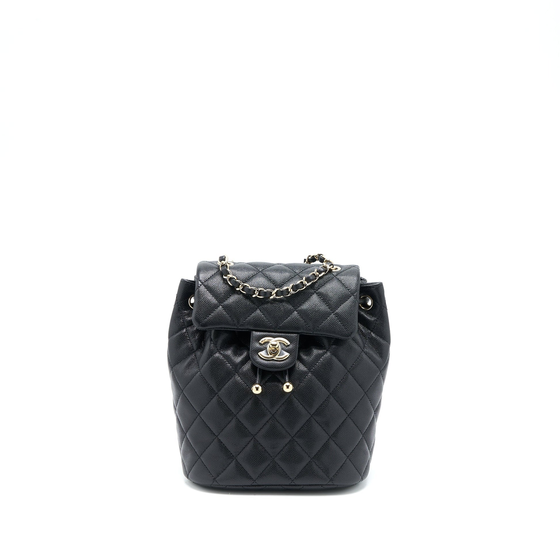 Chanel 23s Flap Backpack Caviar LGHW Microchip Black