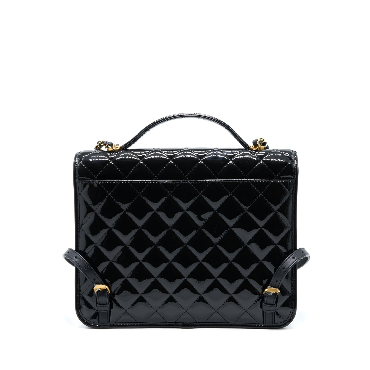 Chanel 22K Backpack Patent Brushed GHW Microchip Black