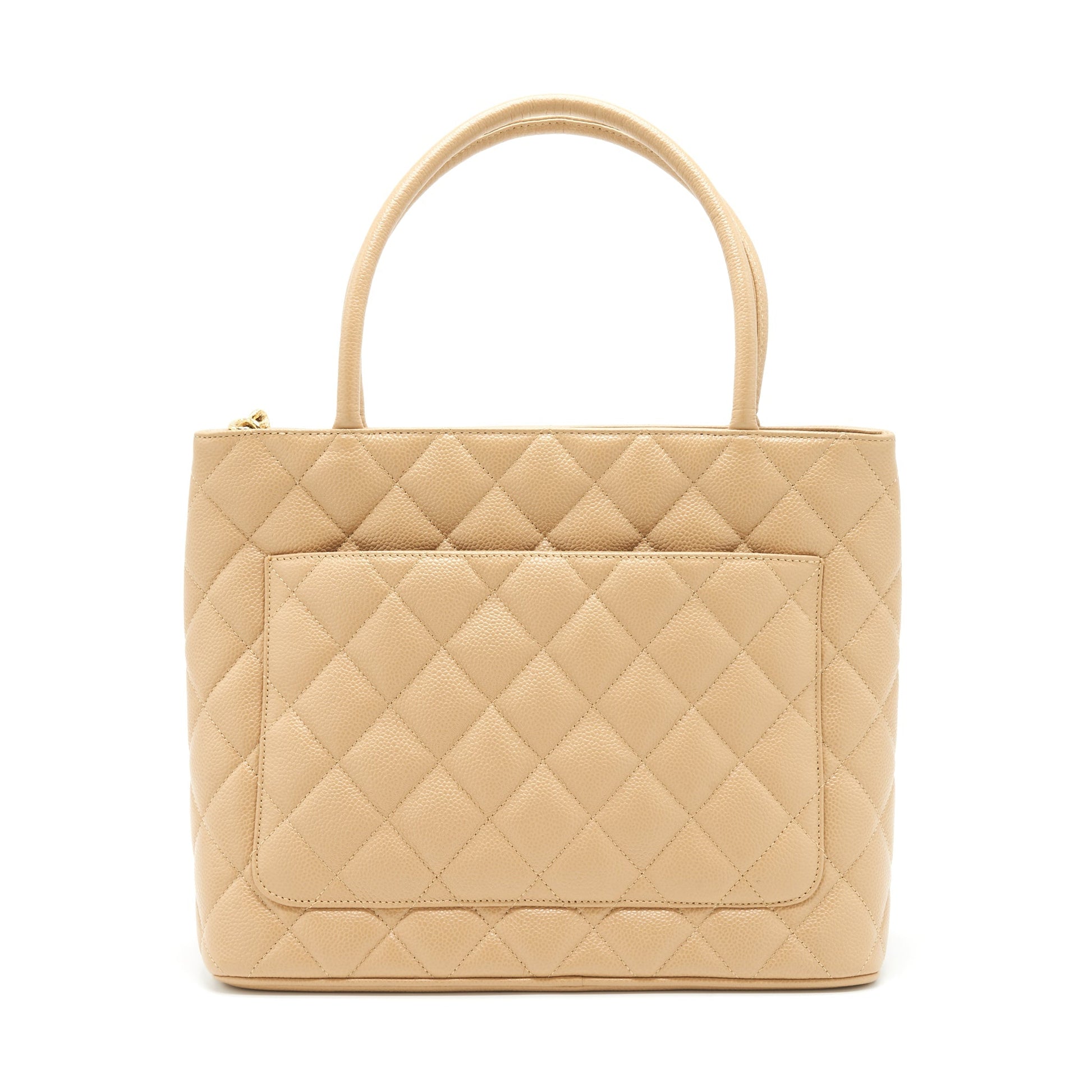 Chanel Medallion Caviar GHW Beige Tote Bag