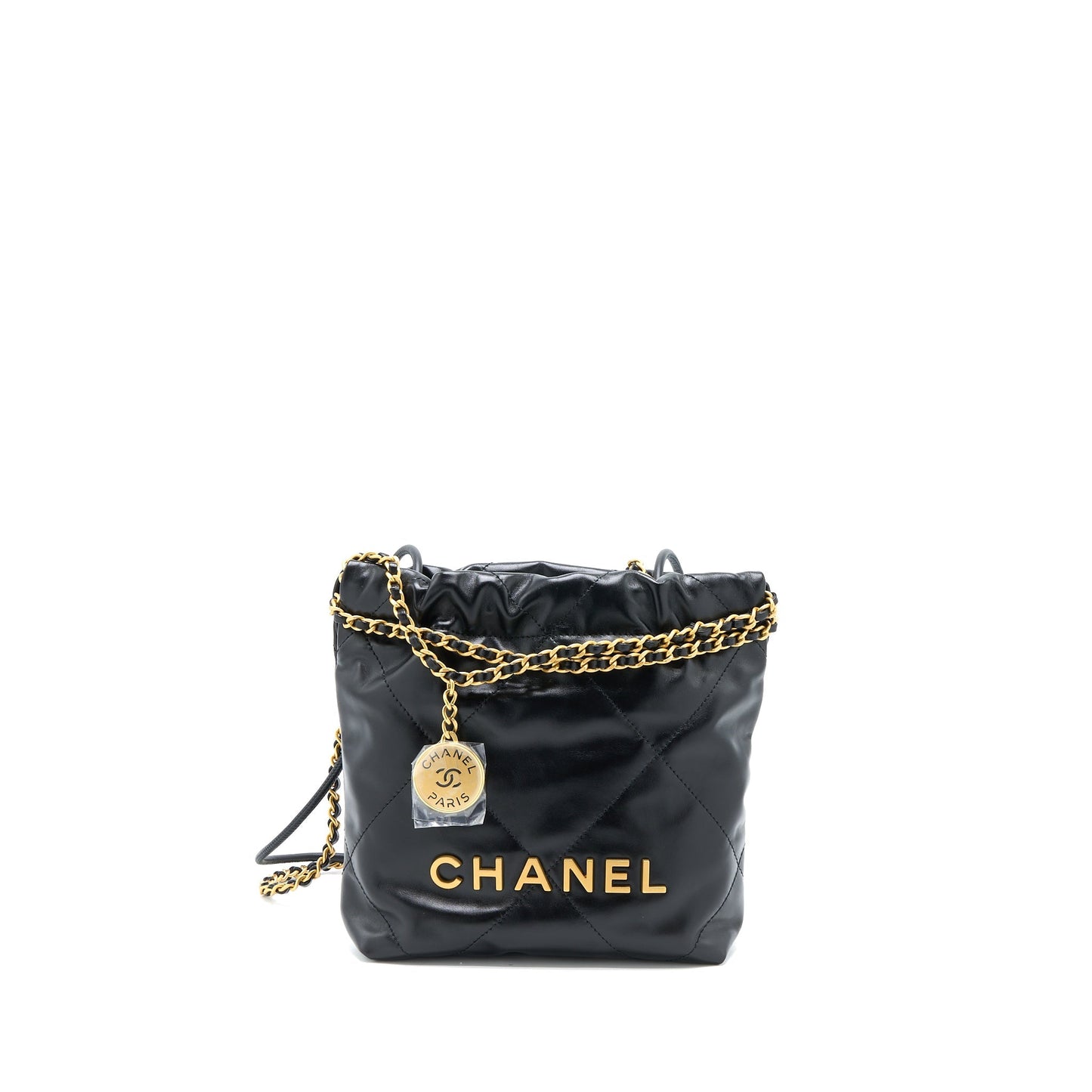 Chanel 23s 22 Aged Calfskin Brushed GHW Black Mini Bag