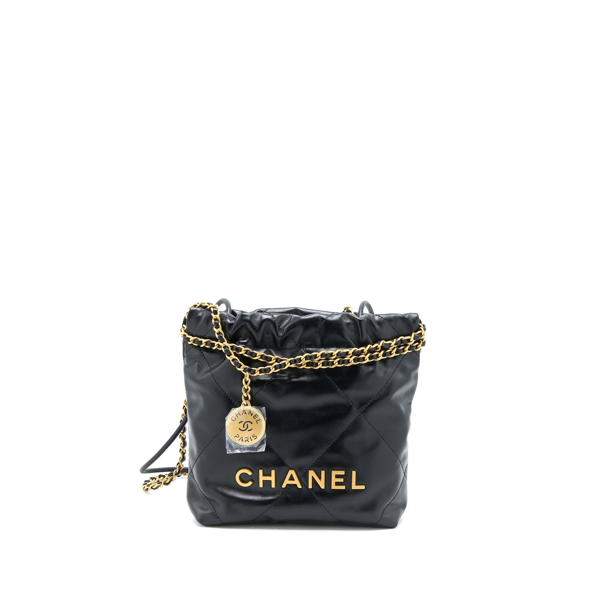 Chanel 23s 22 Aged Calfskin Brushed GHW Black Mini Bag