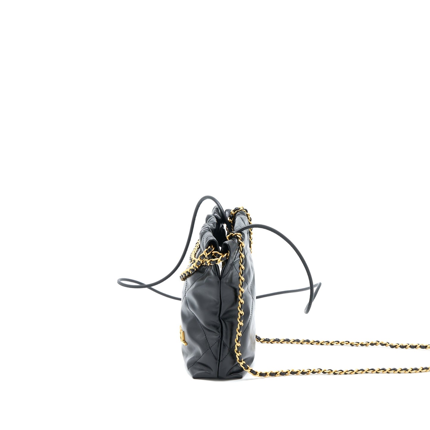 Chanel 23s 22 Aged Calfskin Brushed GHW Black Mini Bag