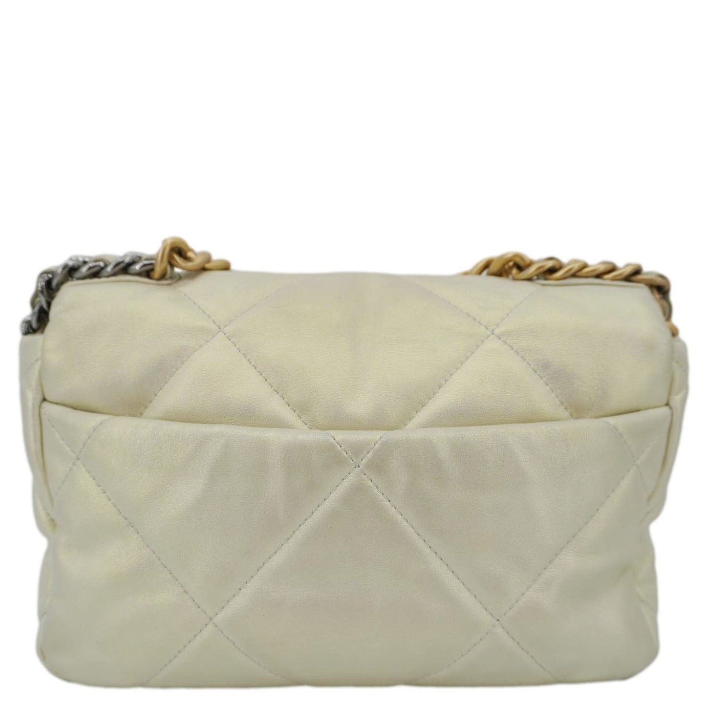 Chanel Iridescent 19 Flap Quilted Leather Calfskin Gold Travel Bag