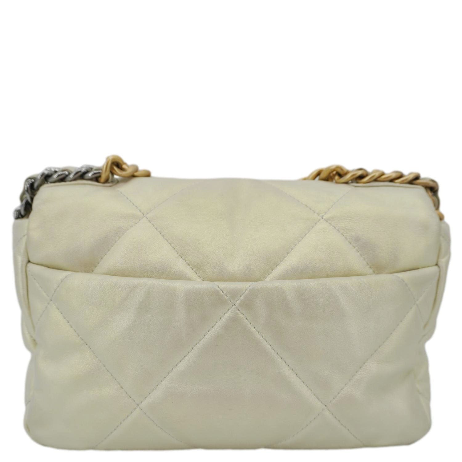 Chanel Iridescent 19 Flap Quilted Leather Calfskin Gold Travel Bag