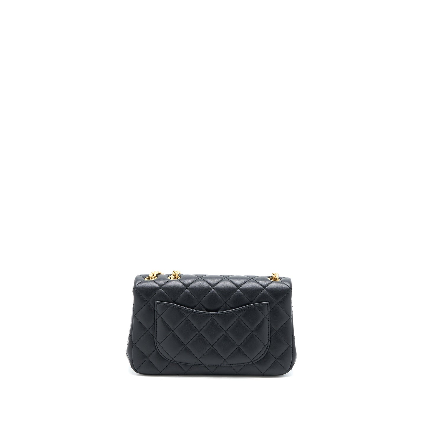 Chanel 23S Camellia Rectangular Lambskin Brushed GHW Black Mini Bag