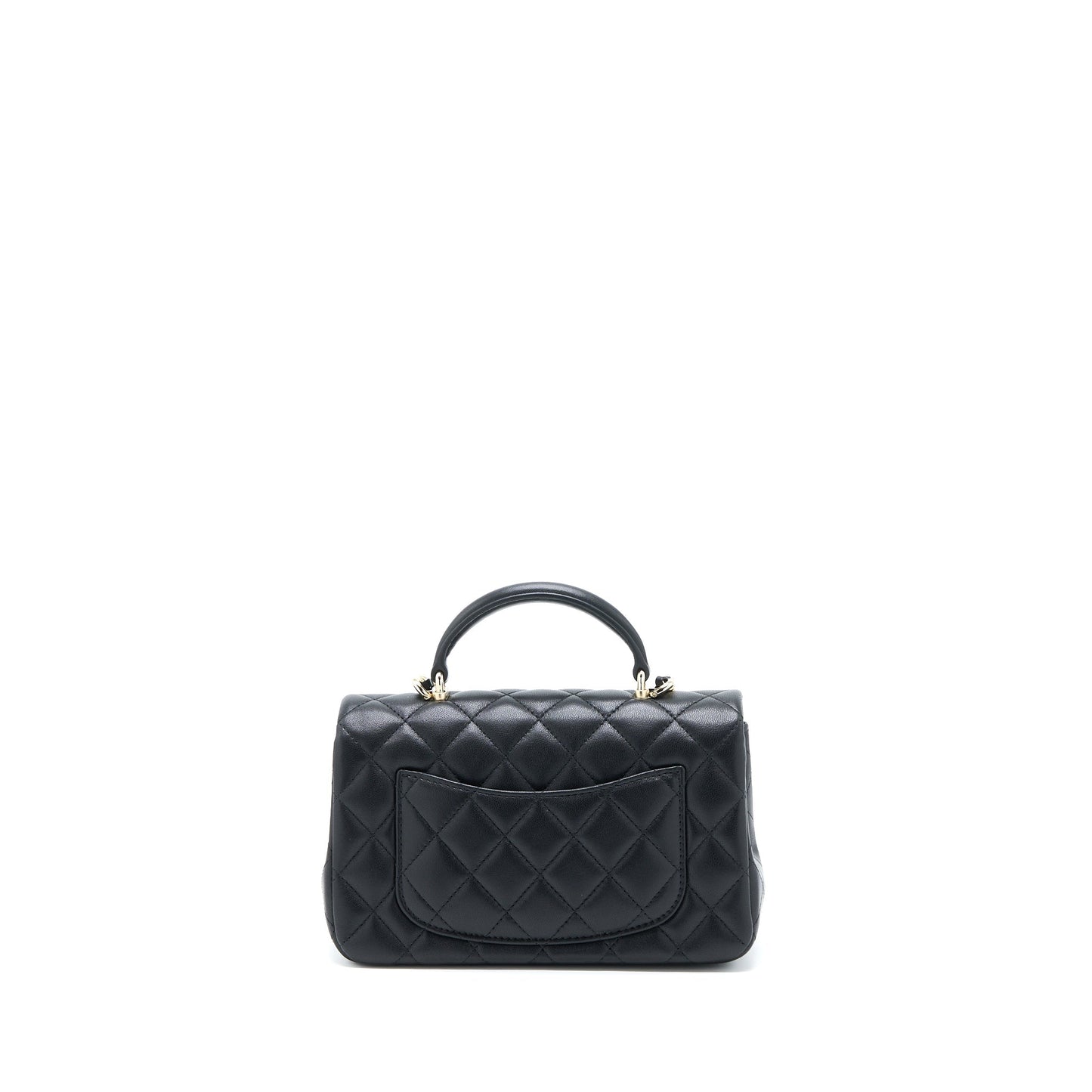 Chanel Top Handle Rectangular Flap Lambskin LGHW Black Shoulder Bag Microchip 4