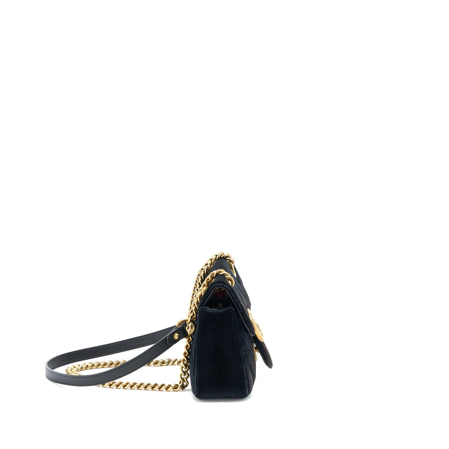 Gucci Marmont Velvet Handbag Black Mini Travel Bag Black Ghw