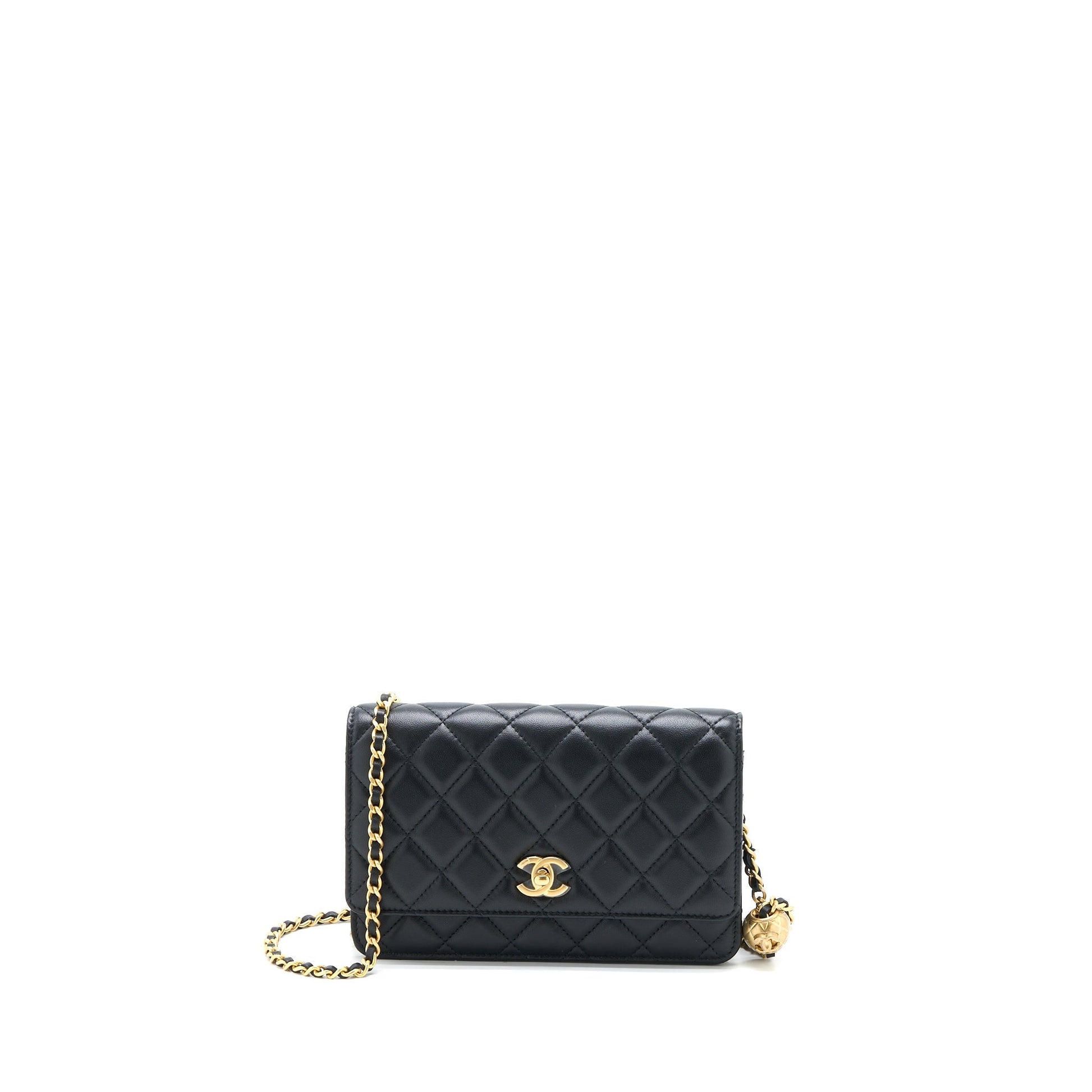 Chanel Pearl Crush On Lambskin Brushed GHW Black Wallet Case Microchip 7