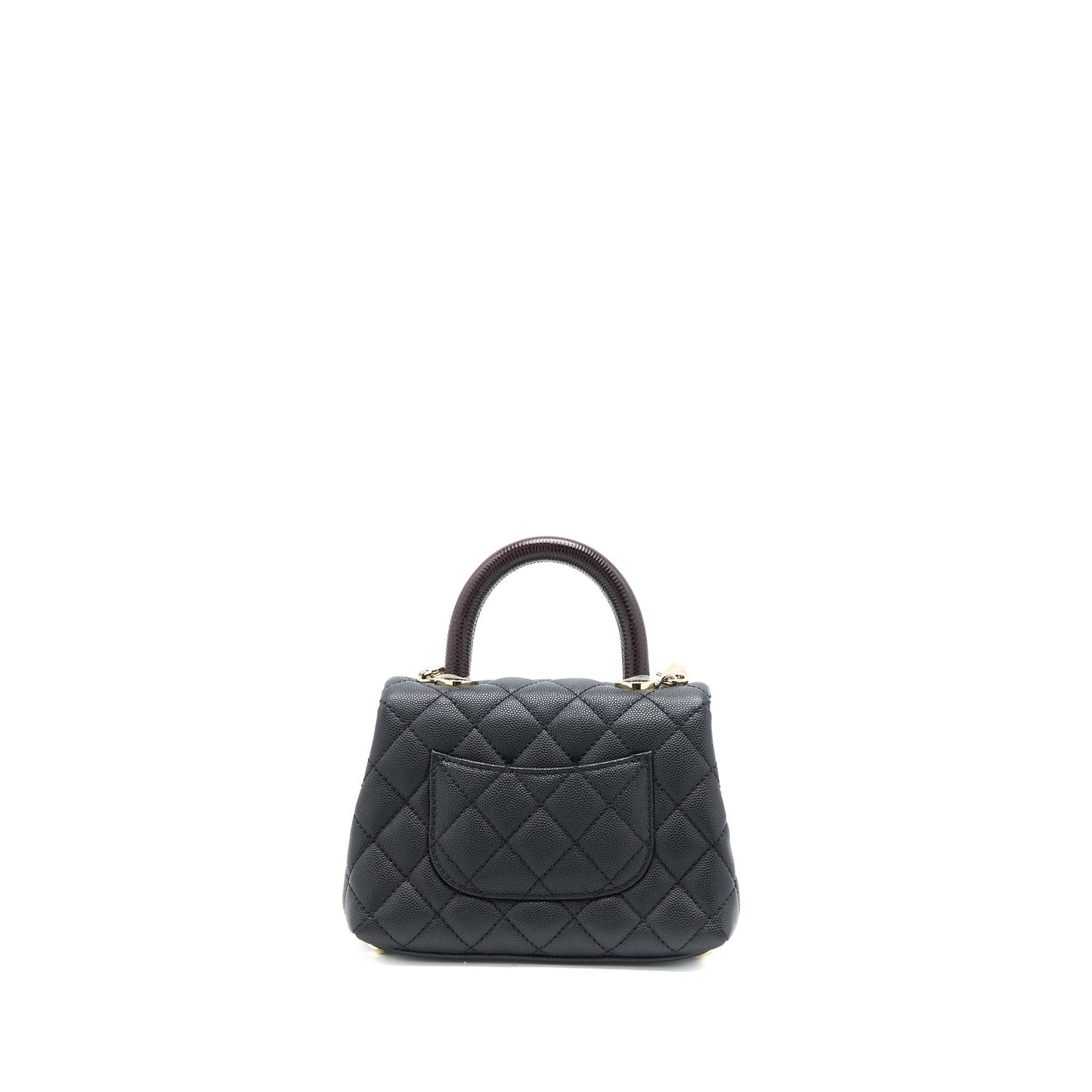 Chanel Coco Handle Caviar Burgundy Handle LGHW Black Mini Bag