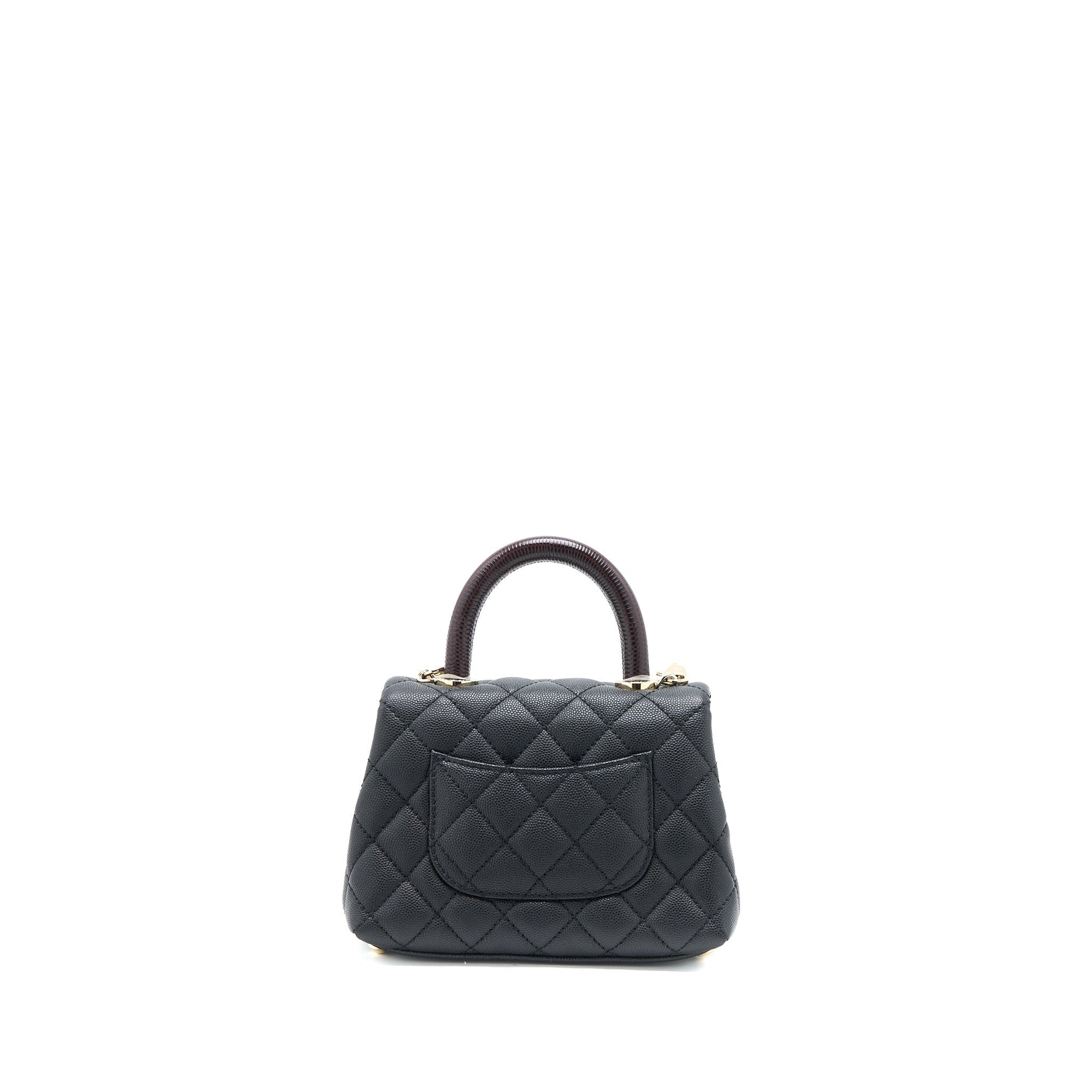 Chanel Coco Handle Caviar Burgundy Handle LGHW Black Mini Bag