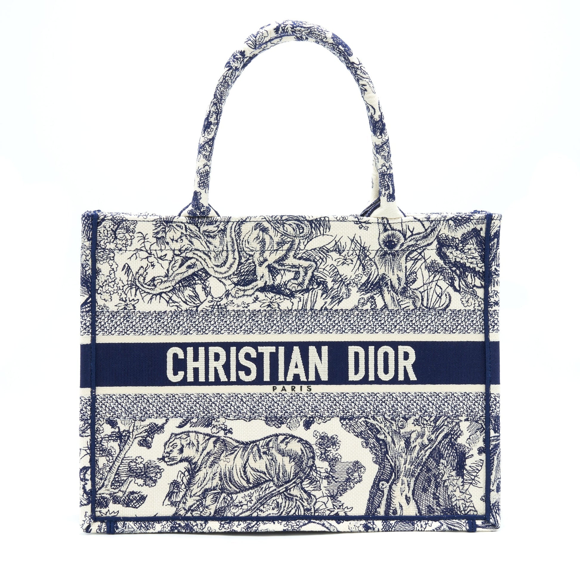 Dior Book Tote Toile De Jouy Navy Handbag Small Tote Bag