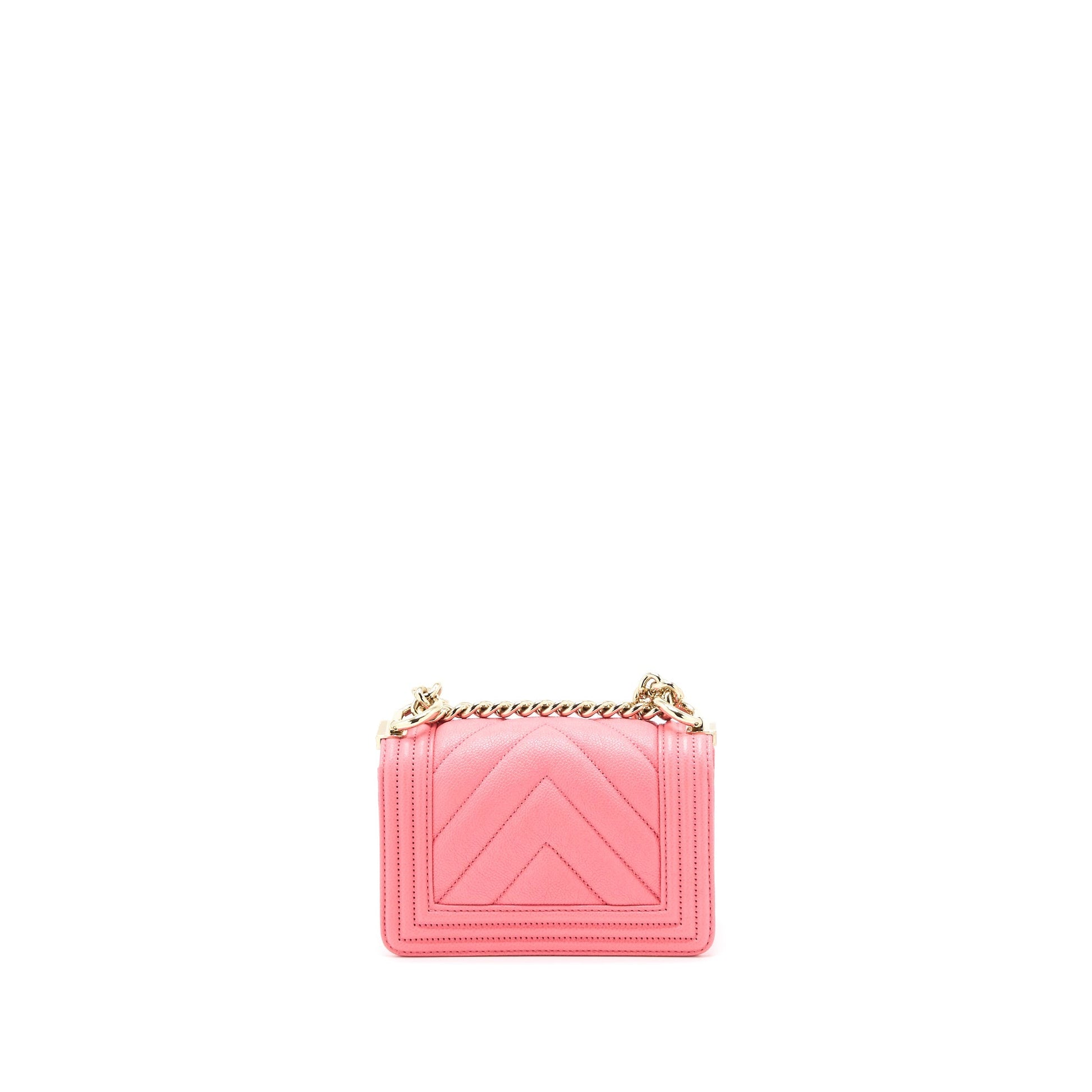 Chanel Super Boy Chevron Caviar LGHW Microchip Pink Mini Bag
