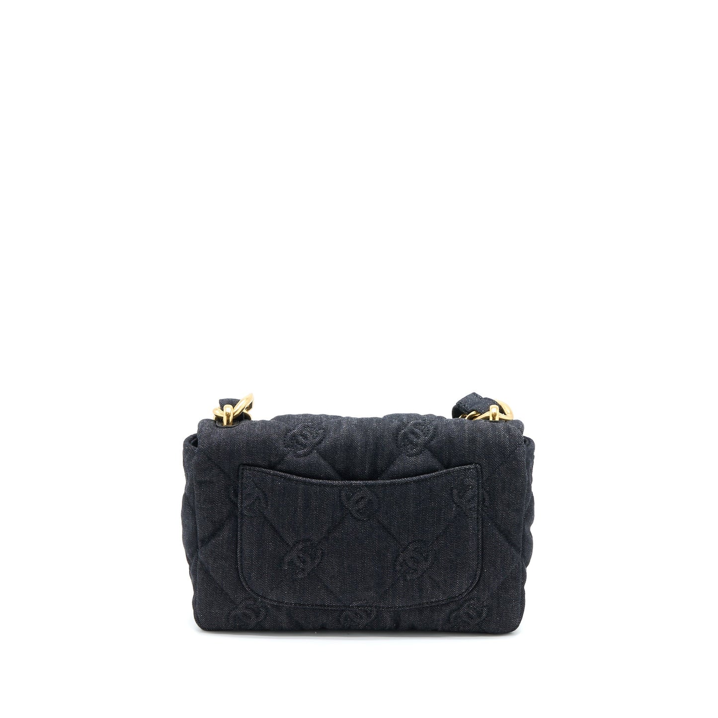 Chanel 22S Giant Flap Denim Dark Brushed Blue Shoulder Bag