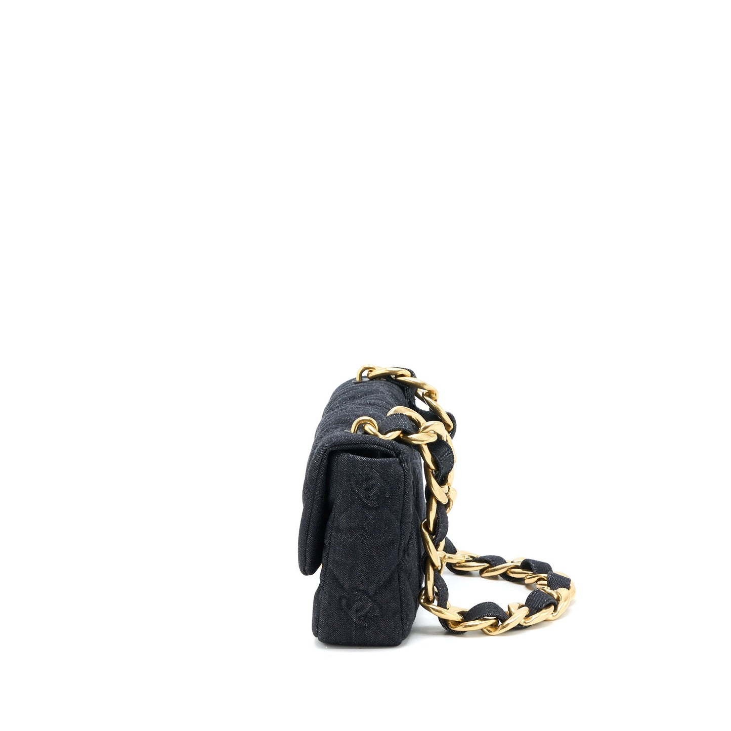 Chanel 22S Giant Flap Denim Dark Brushed Blue Shoulder Bag
