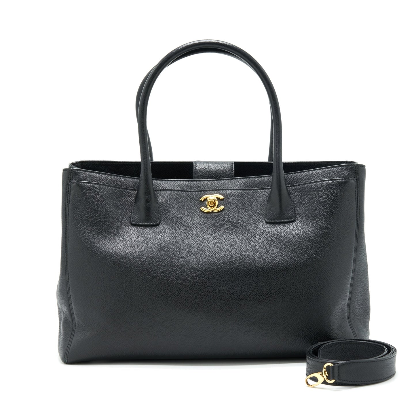 Chanel Cerf Grained calfskin GHW Black Tote Bag