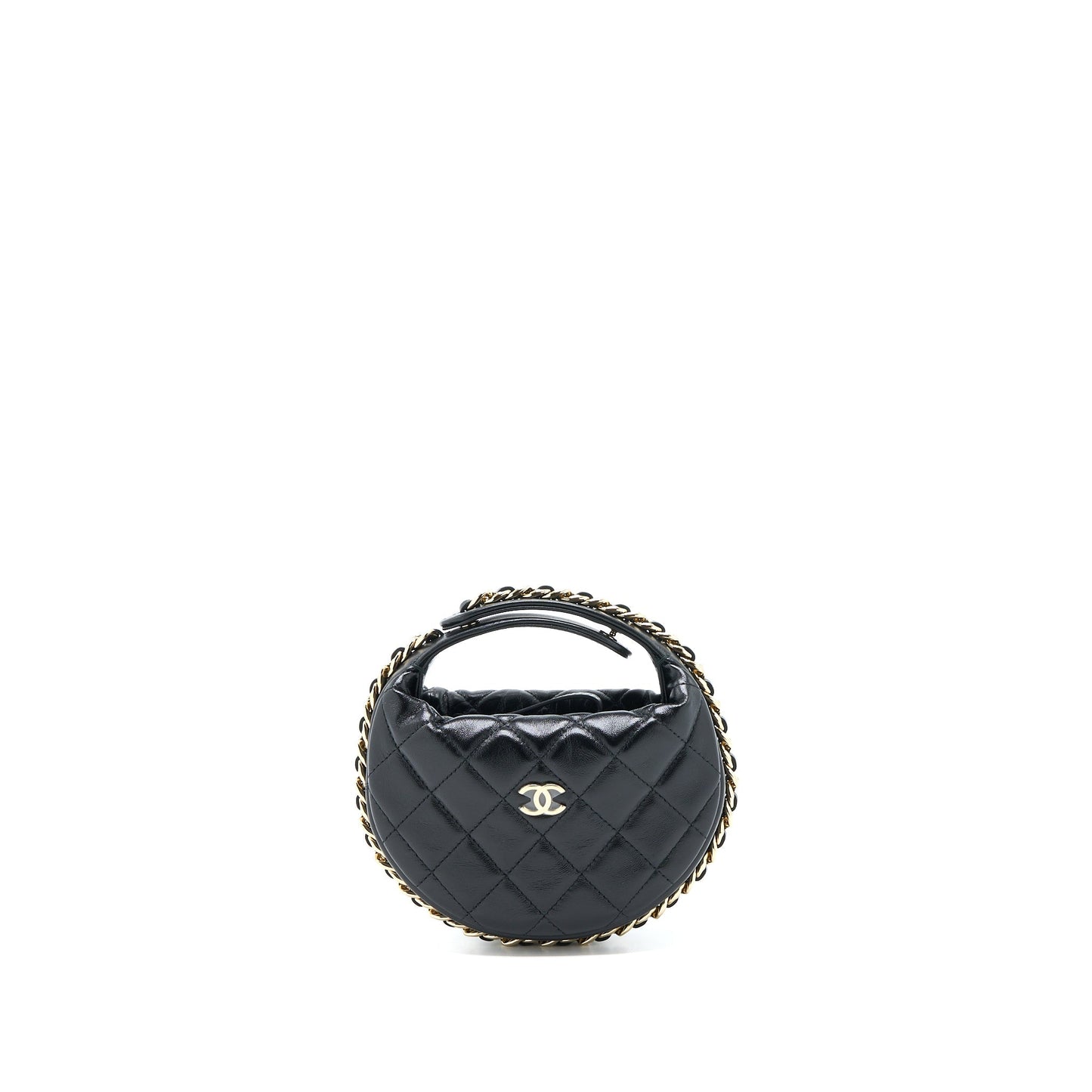 Chanel 23c Round Cruise Lambskin LGHW Microchip Black Handbag