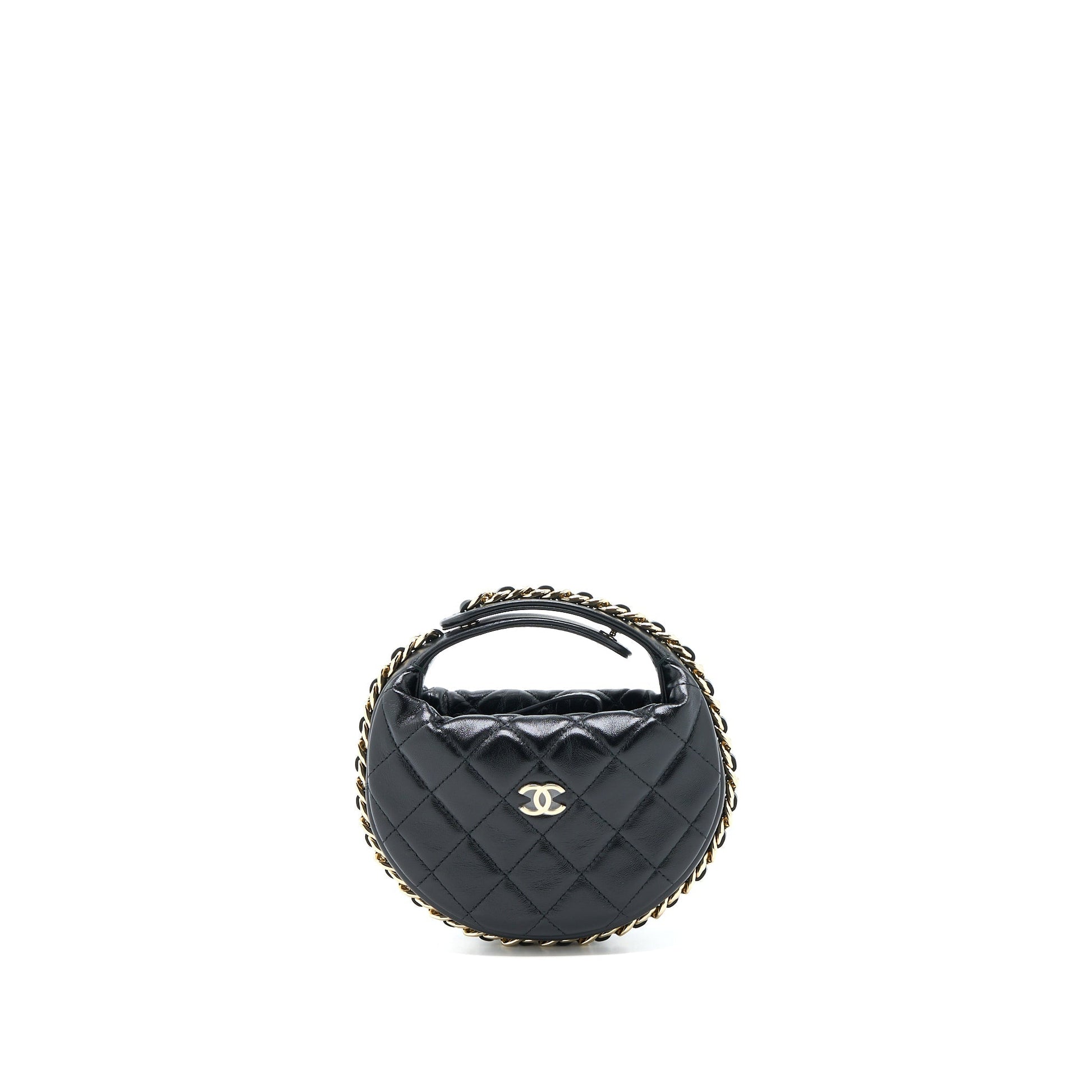 Chanel 23c Round Cruise Lambskin LGHW Microchip Black Handbag