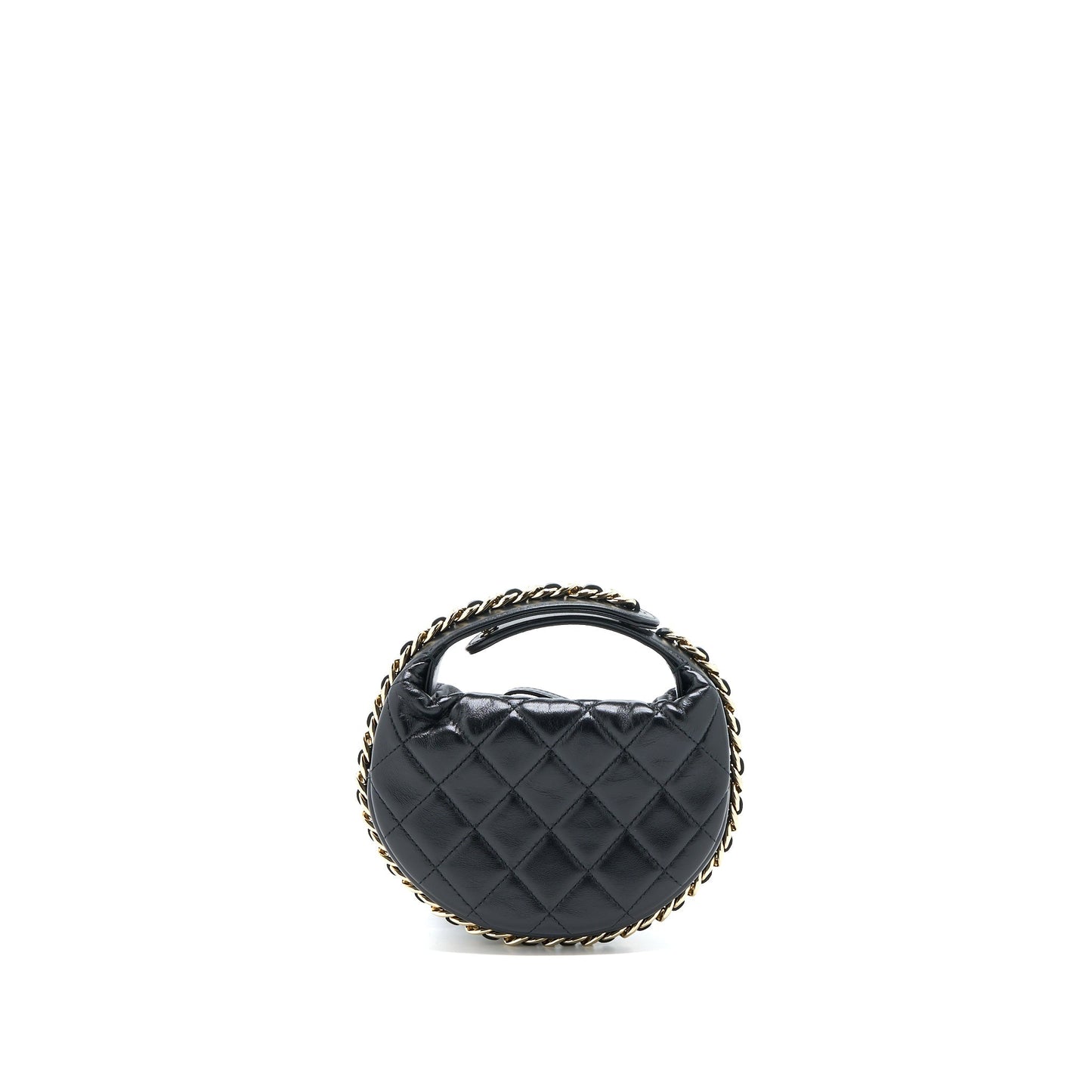 Chanel 23c Round Cruise Lambskin LGHW Microchip Black Handbag