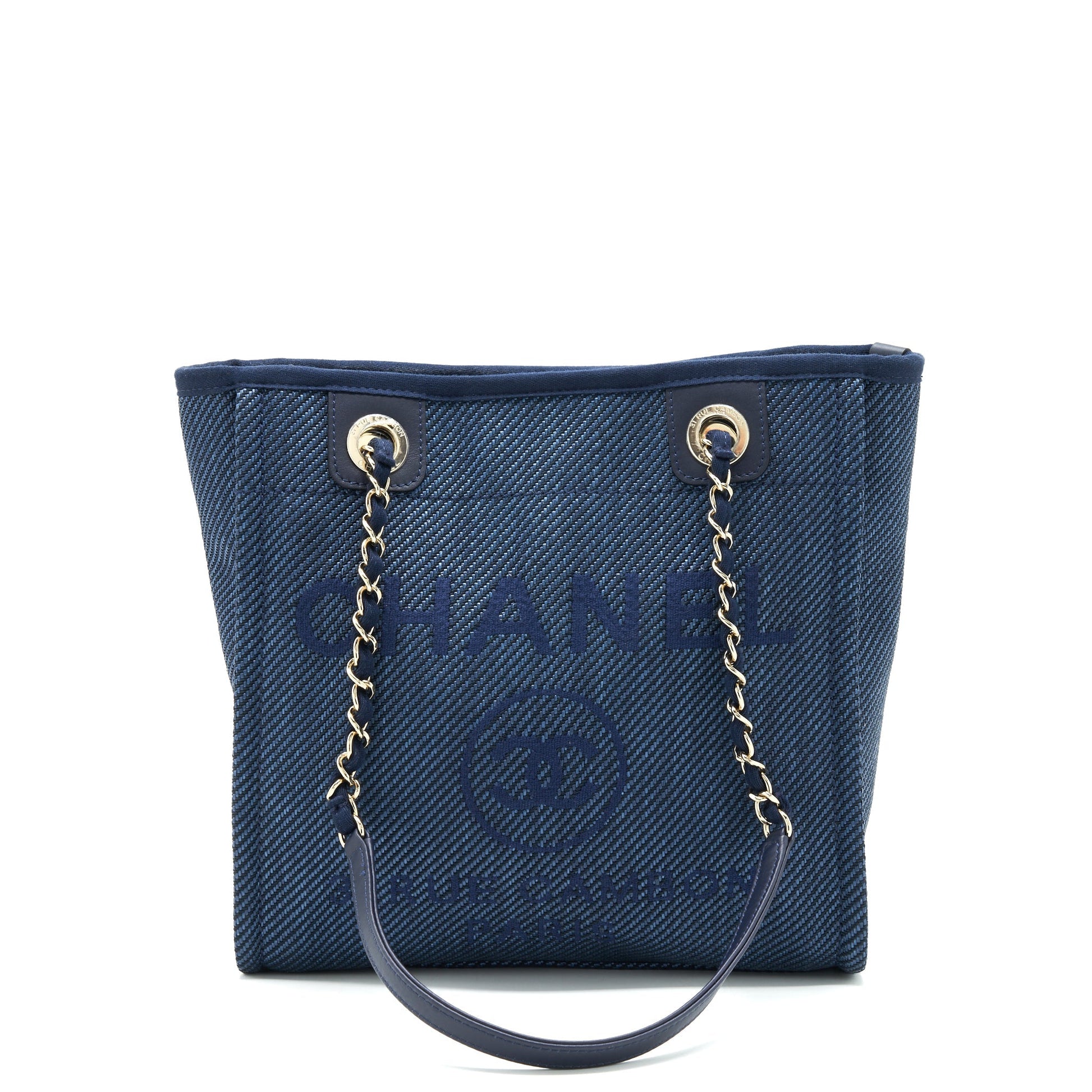 Chanel Deauville Denim SHW Blue Small Tote Bag