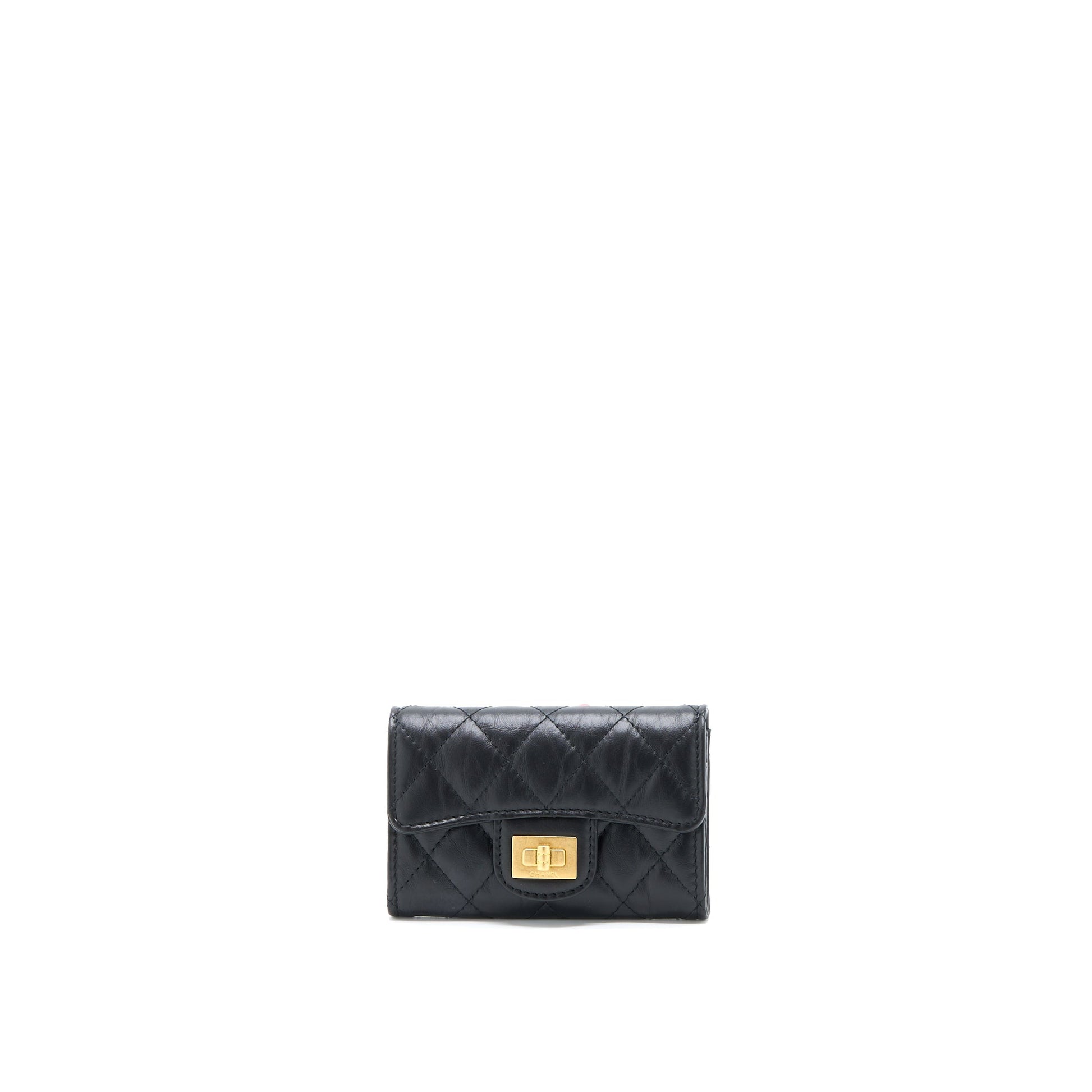 Chanel 2.55 Reissue Flap Card Holder Aged Black Wallet Case
