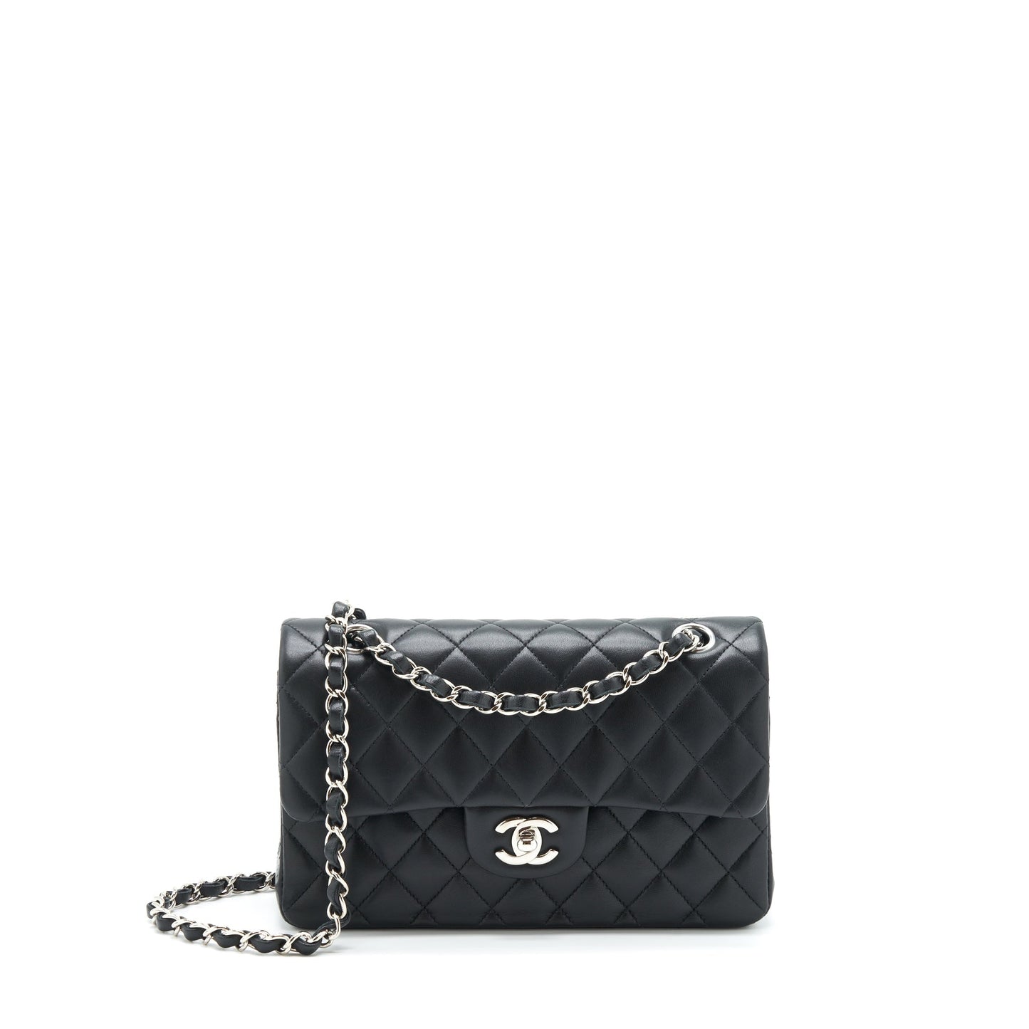Chanel Classic Double Flap Lambskin SHW Black Small Shoulder Bag