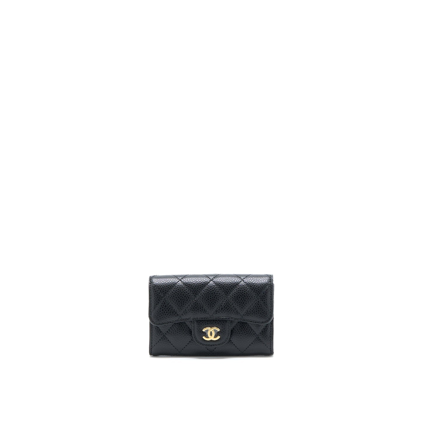Chanel Classic Quilted Flap Card Holder Caviar Black Wallet Case Microchip 1