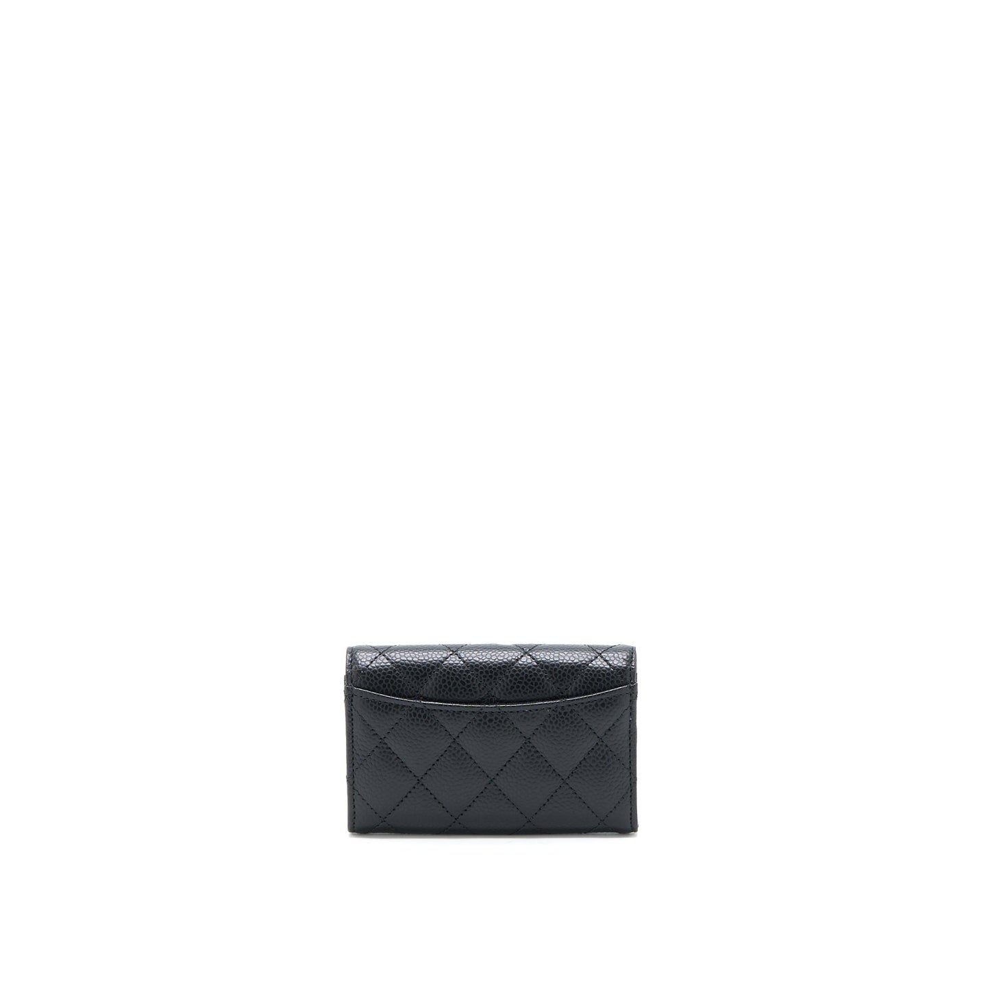 Chanel Classic Quilted Flap Card Holder Caviar Black Wallet Case Microchip 1