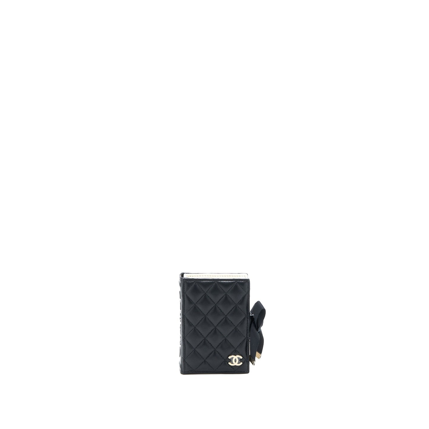 Chanel 22B Book Card Holder Lambskin LGHW Black Wallet Case