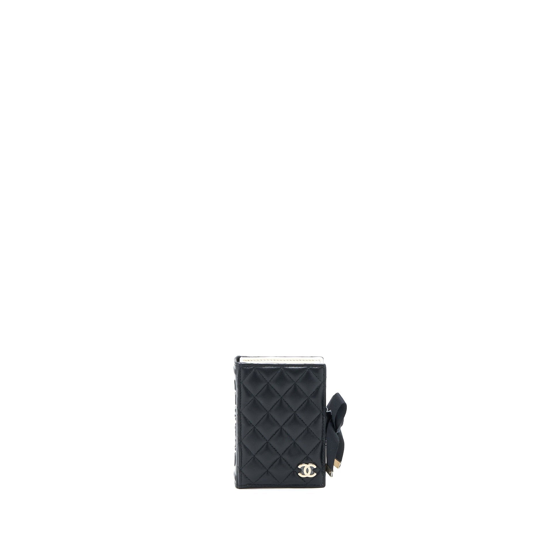 Chanel 22B Book Card Holder Lambskin LGHW Black Wallet Case