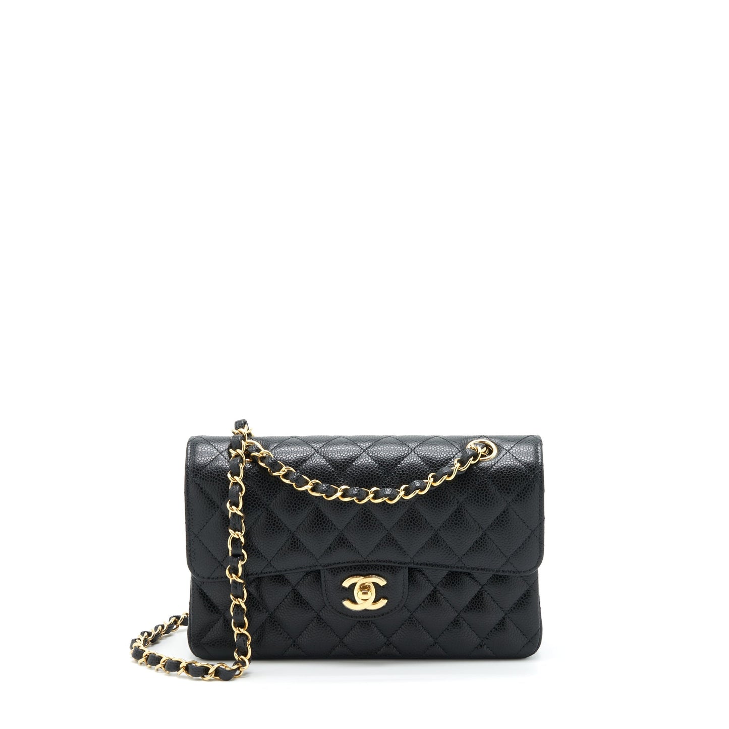 Chanel Classic Double Flap Caviar GHW Microchip Black Small Shoulder Bag Microchip 2