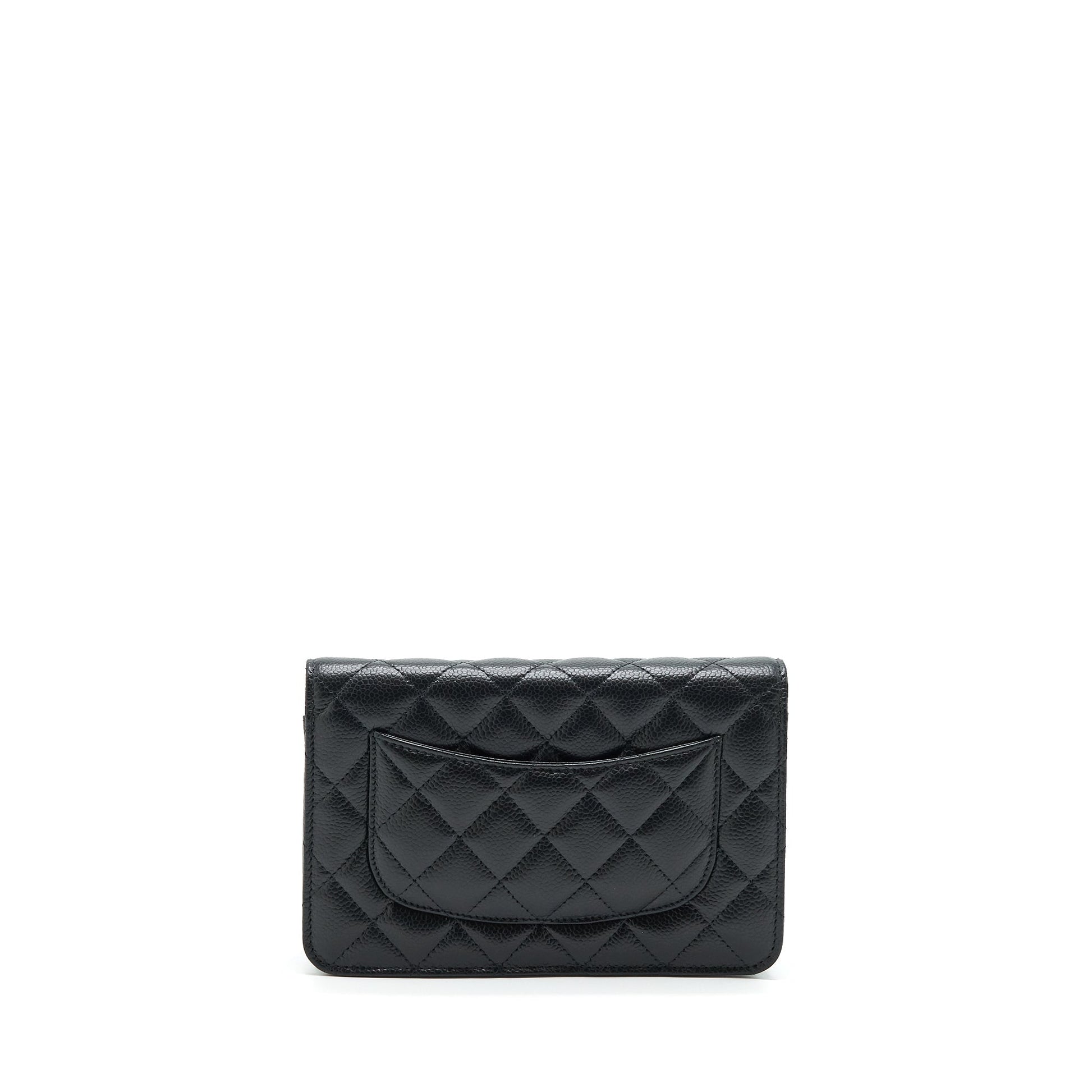 Chanel Class On Caviar GHW Microchip Black Wallet Case