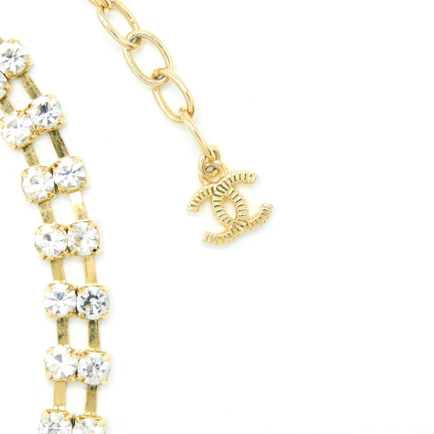 Chanel CC Logo Chocker Crystal Pearl Tone Gold Handbag