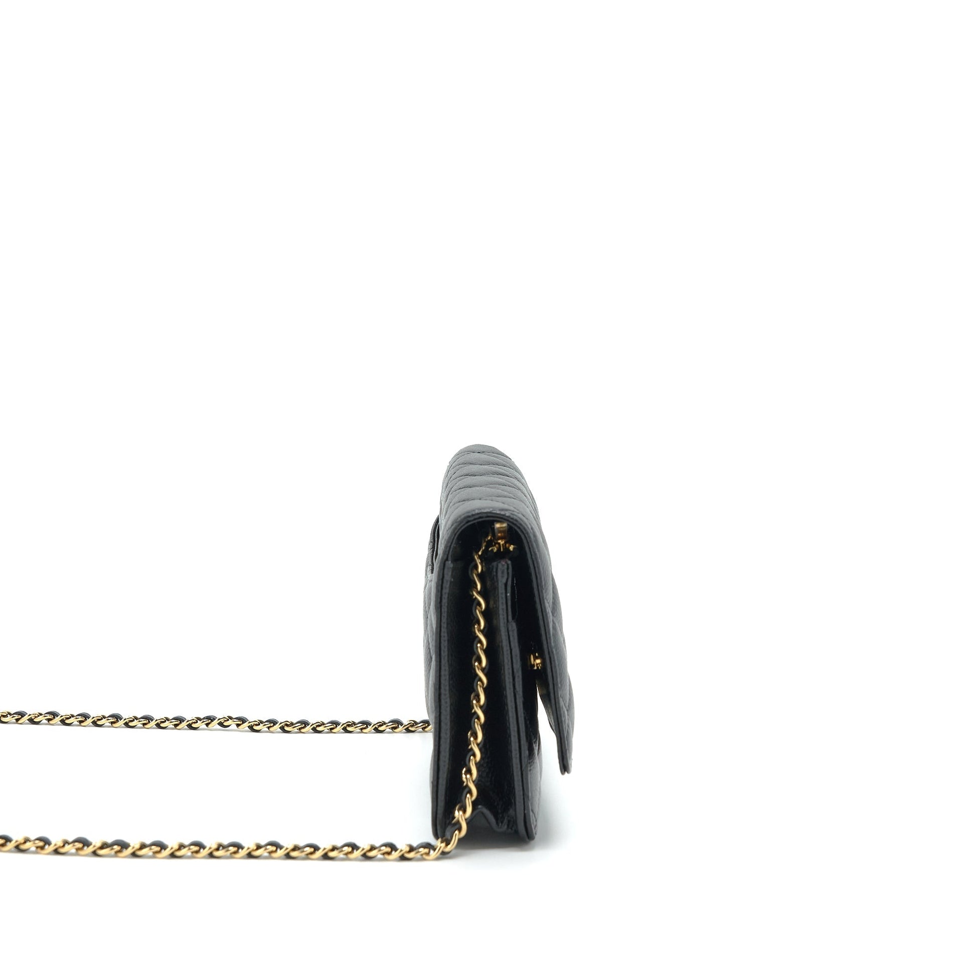 Chanel Class On Caviar GHW Microchip Black Wallet Case
