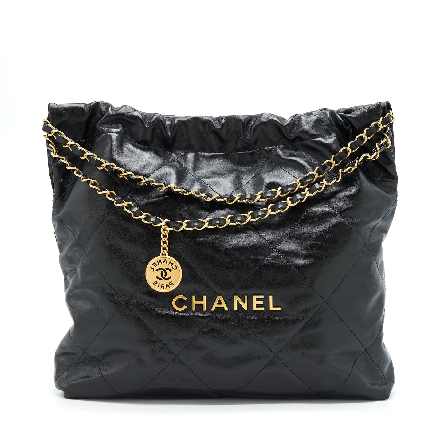 Chanel 22 Shiny Calfskin GHW Black Handbag