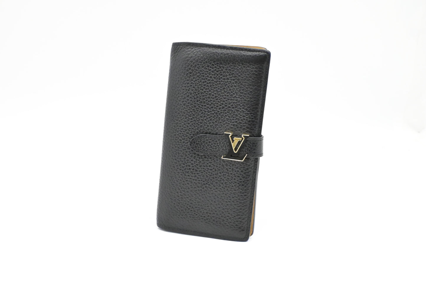 Louis Vuitton Vertical Tarillon Black Leather Wallet Case