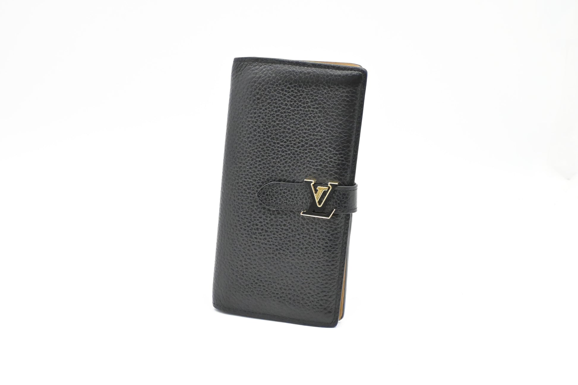 Louis Vuitton Vertical Tarillon Black Leather Wallet Case