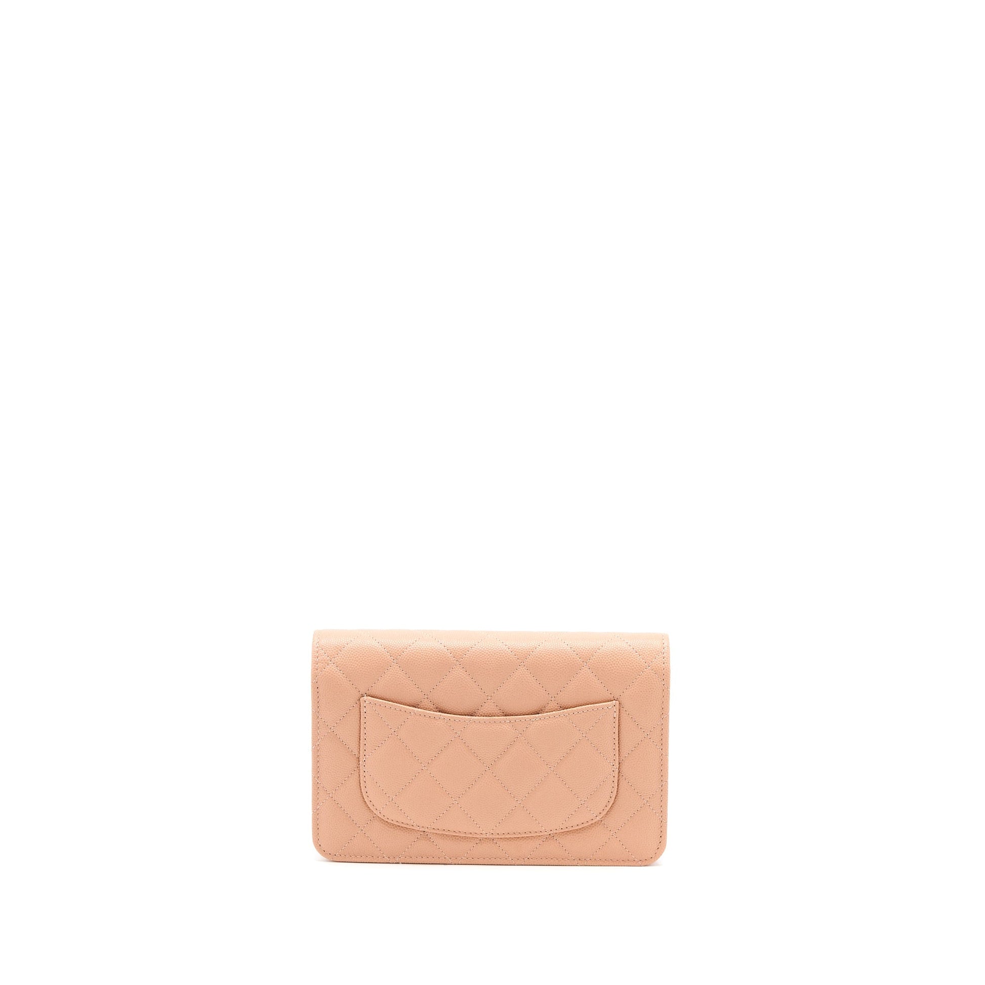 Chanel Giant CC Logo On Caviar Dark Pink Wallet Case