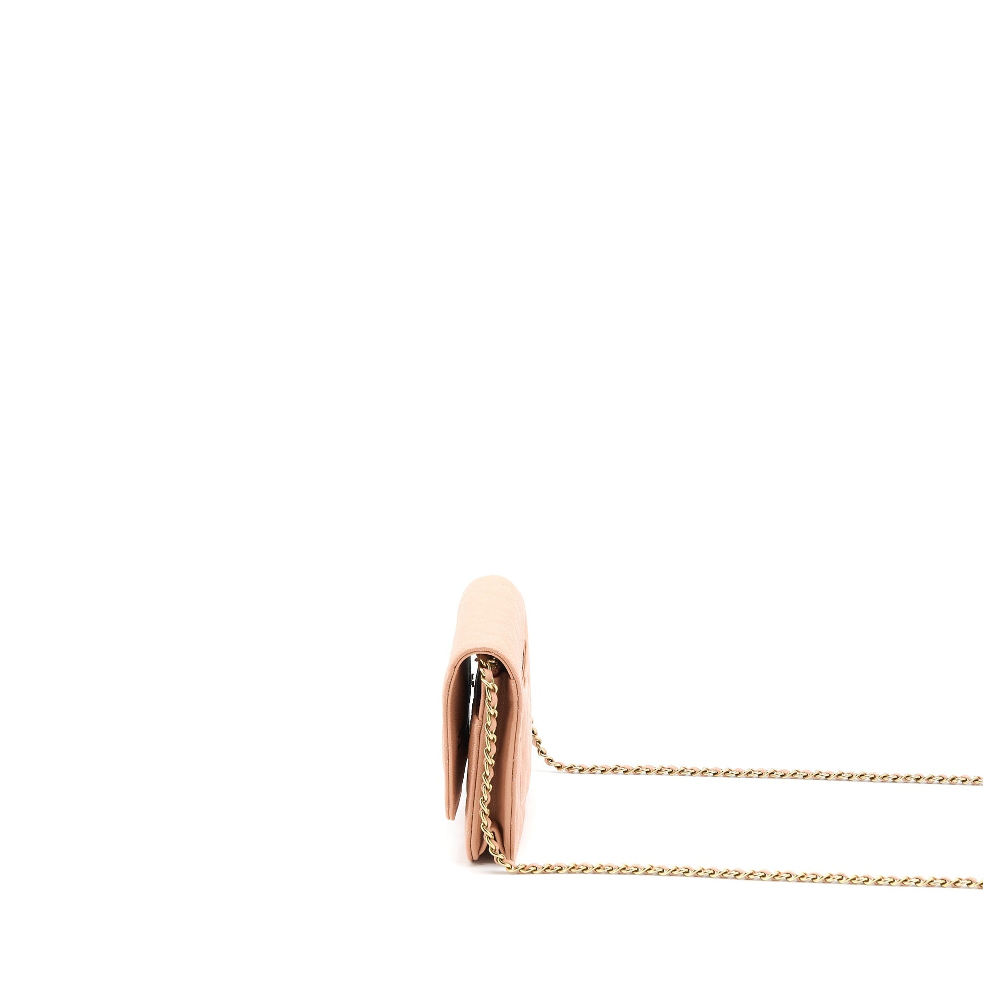 Chanel Giant CC Logo On Caviar Dark Pink Wallet Case