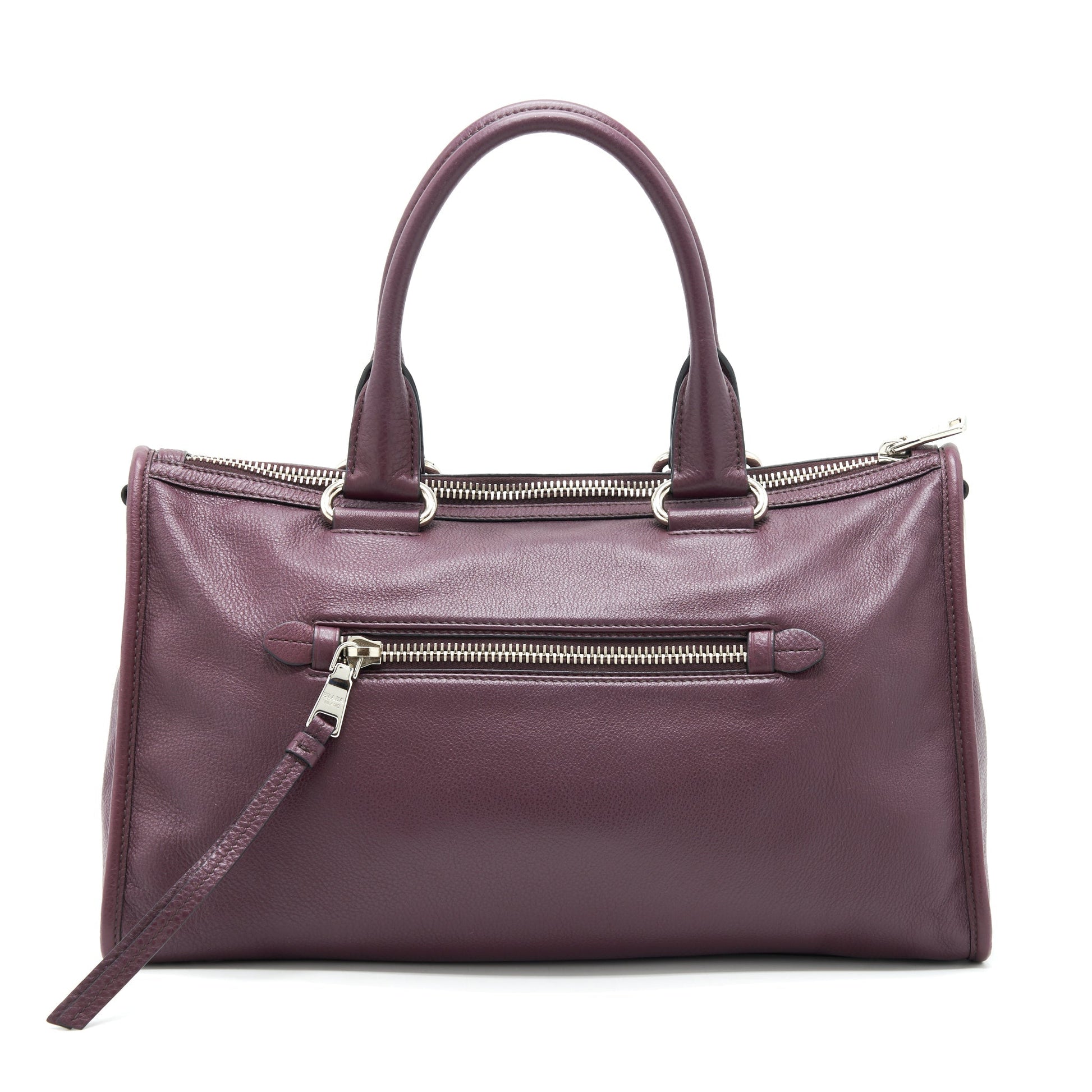 Prada Vitello Phenix Bauletto Tote Purse Grained Calfskin Tote Bag