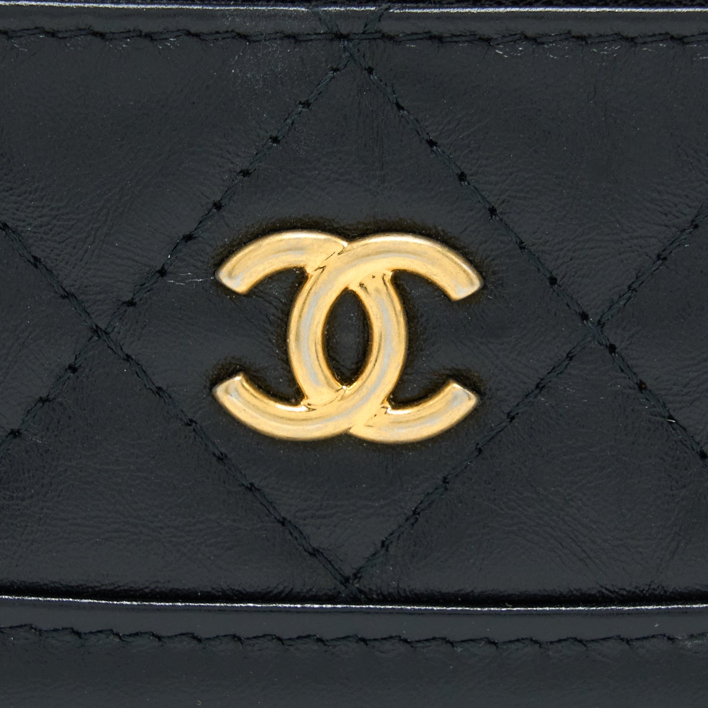 Chanel Gabrielle Card Holder Aged Calfskin GHW Black Wallet Case