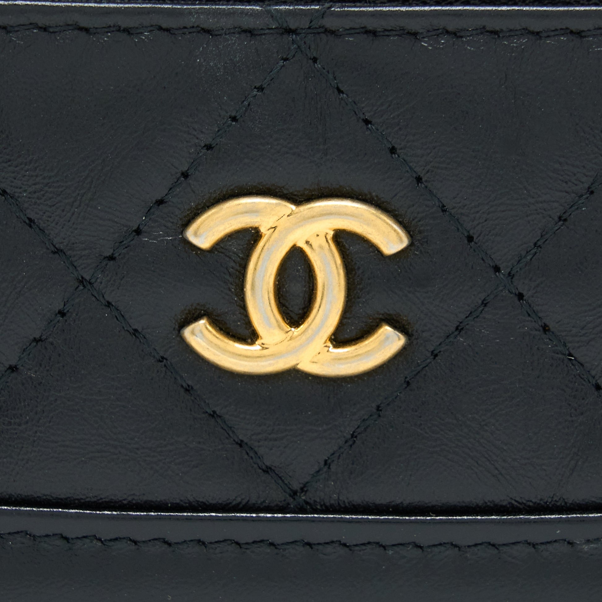 Chanel Gabrielle Card Holder Aged Calfskin GHW Black Wallet Case